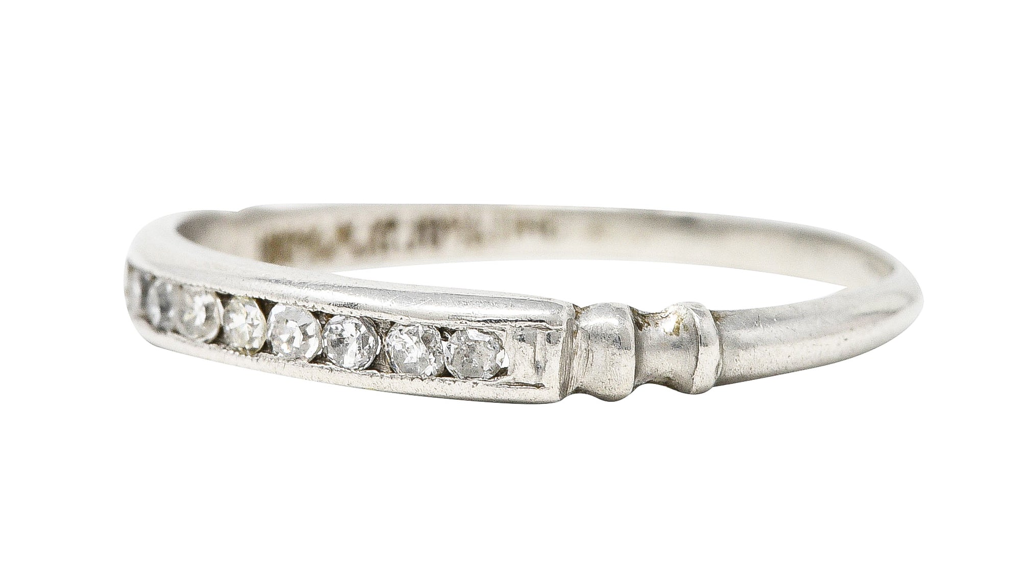 Art Deco 0.25 CTW Diamond Platinum Channel Wedding Band Ring Wilson's Estate Jewelry