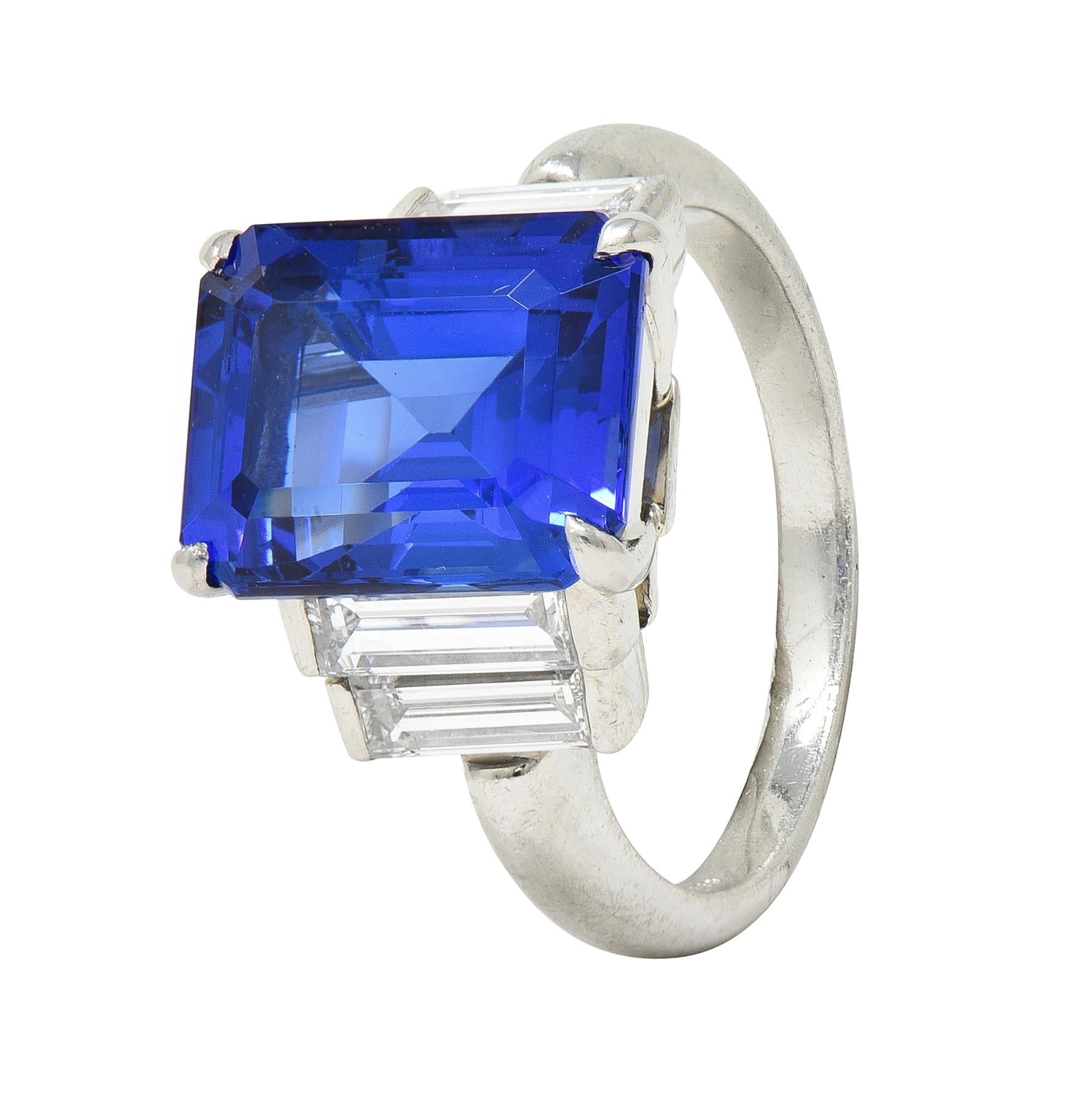 Tiffany & Co. 7.92 CTW Tanzanite Diamond Platinum Stepped Vintage Cocktail Ring