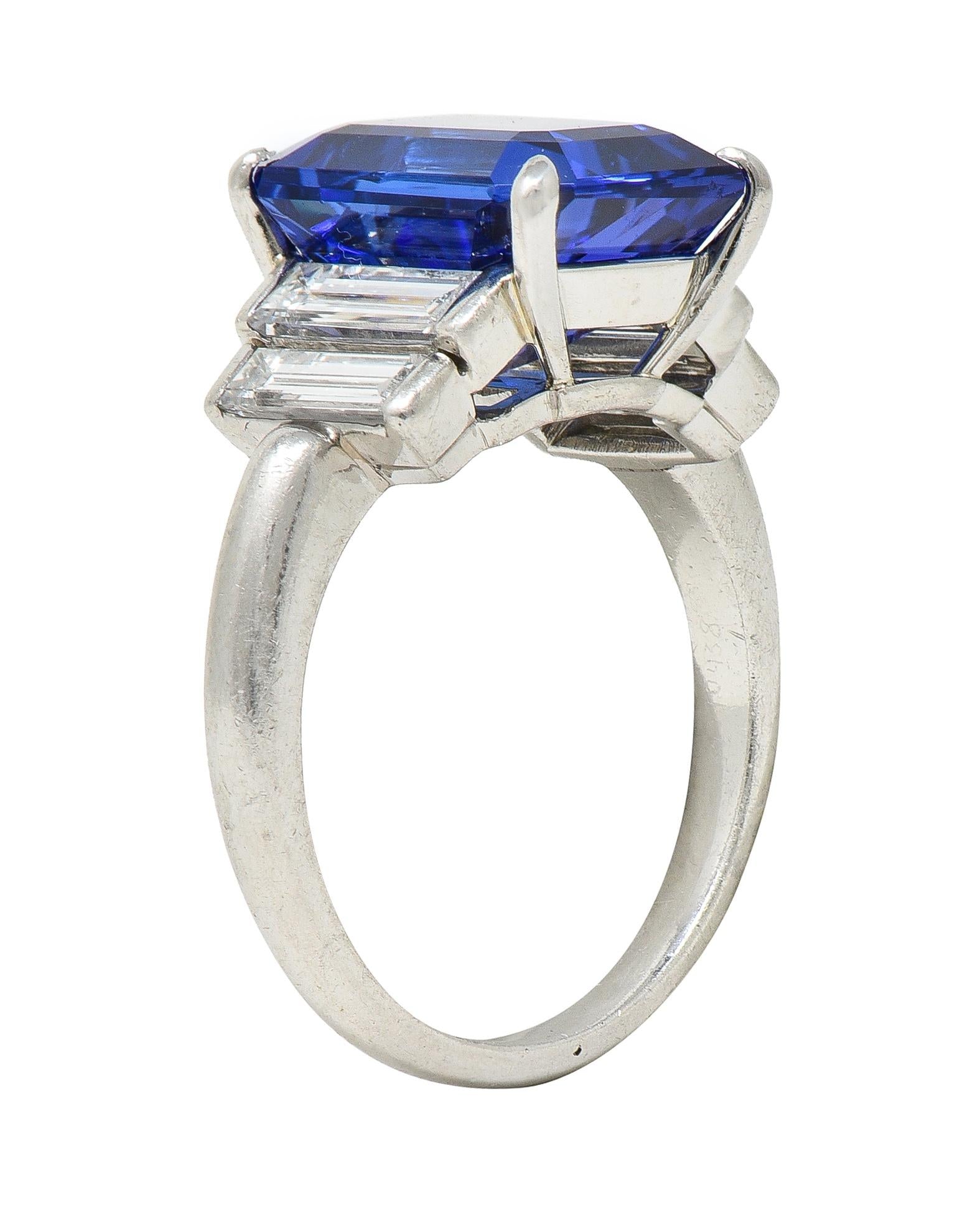 Tiffany & Co. 7.92 CTW Tanzanite Diamond Platinum Stepped Vintage Cocktail Ring