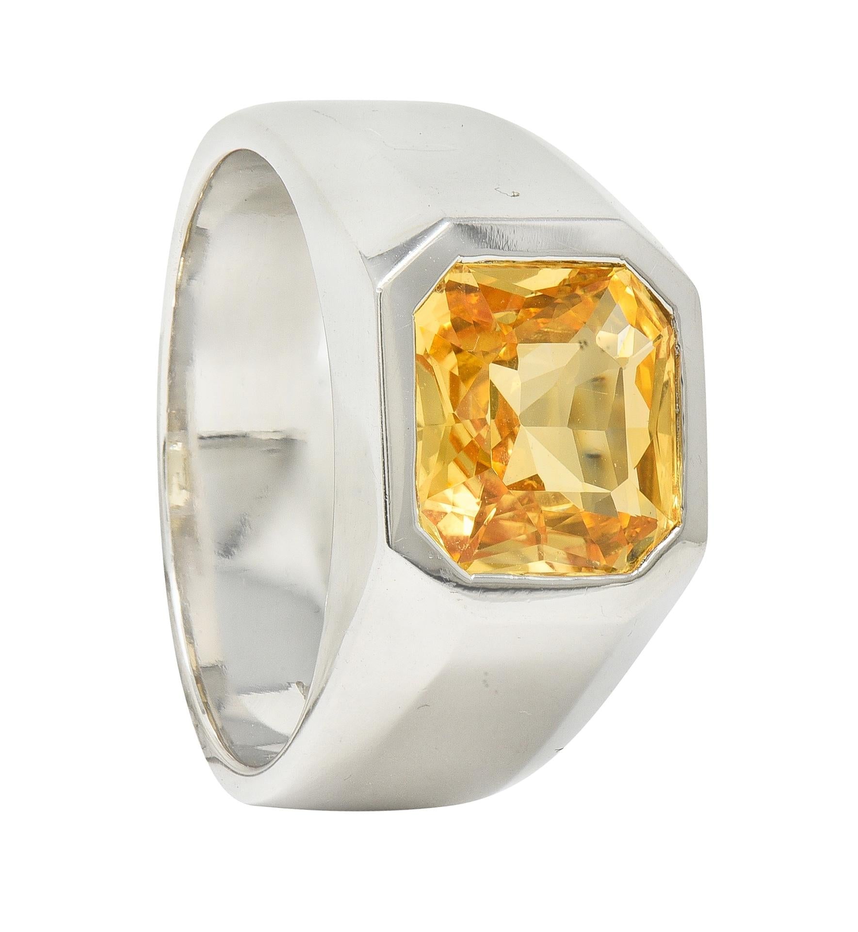 4.02 CTW No Heat Fancy Orangy Yellow Sri Lanka Ceylon Sapphire Unisex Ring GIA