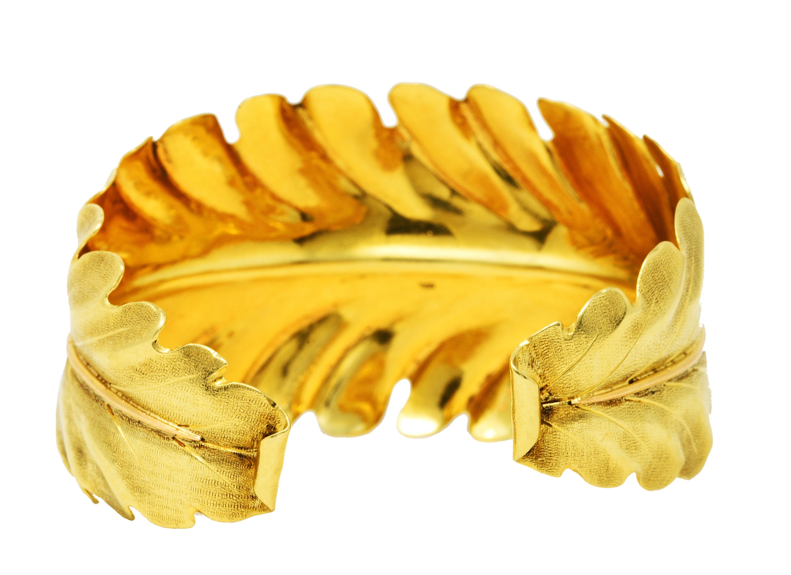 1960's Buccellati 18 Karat Two-Tone Gold Vintage Floral Oak Leaf Cuff BraceletBracelet - Wilson's Estate Jewelry