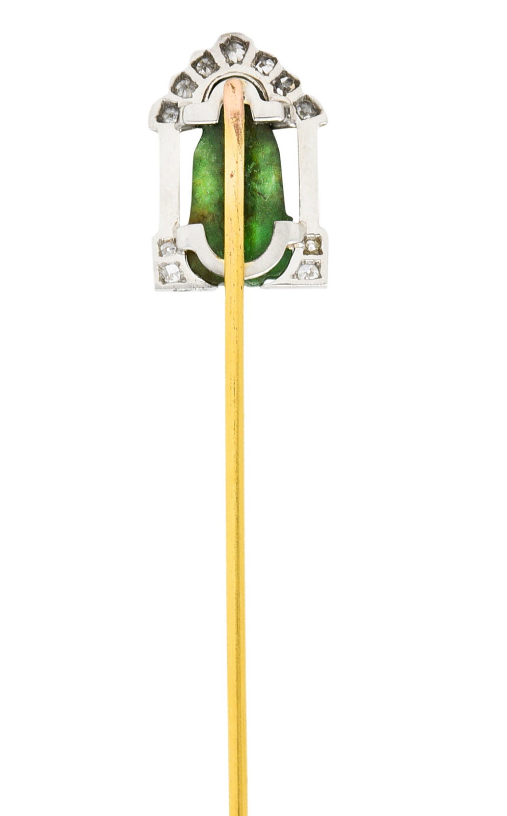 Art Deco Diamond Jade Platinum Buddha Stickpin Circa 1930Stickpin - Wilson's Estate Jewelry