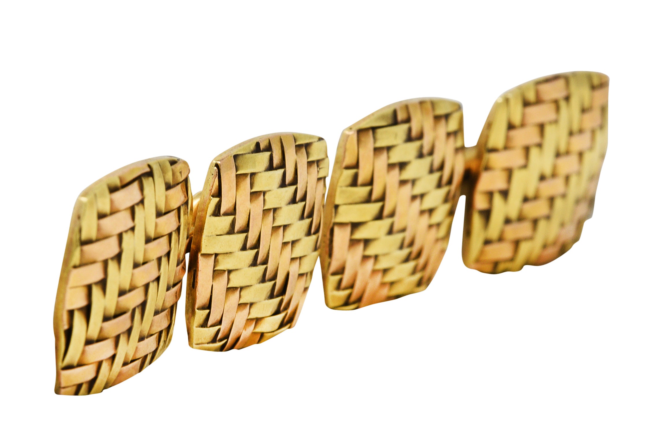 Cartier Retro 14 Karat Two-Tone Gold Woven Men's CufflinksCufflinks - Wilson's Estate Jewelry