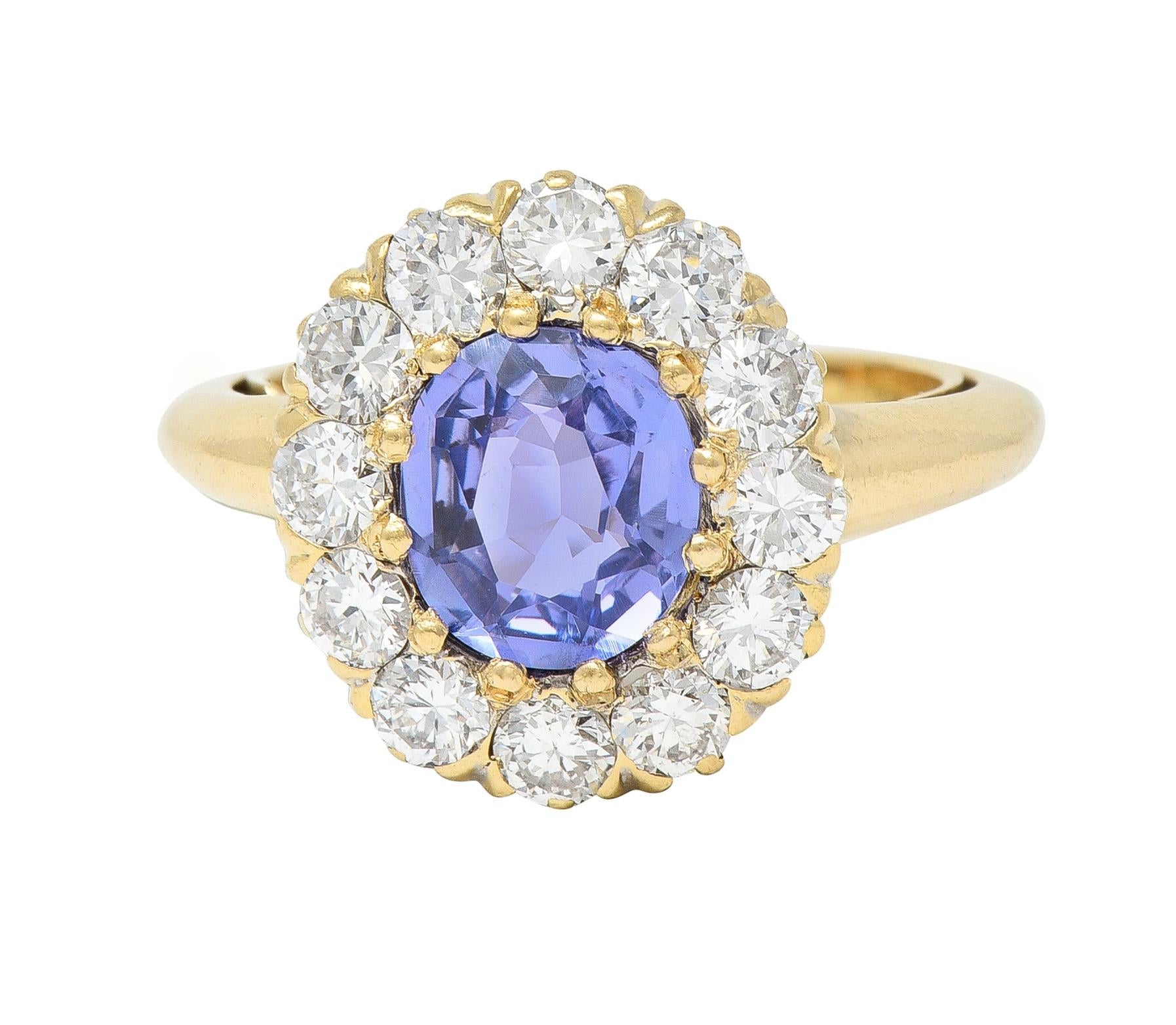 Edwardian 2.10 CTW No Heat Ceylon Sapphire Diamond 14 Karat Gold Antique Ring