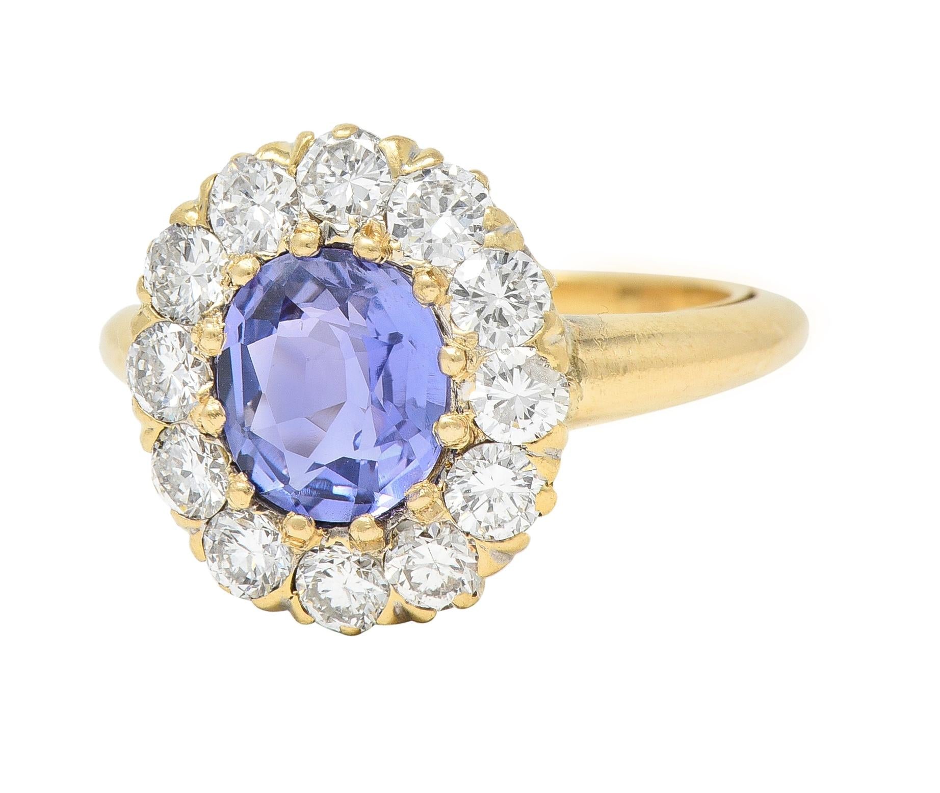 Edwardian 2.10 CTW No Heat Ceylon Sapphire Diamond 14 Karat Gold Antique Ring