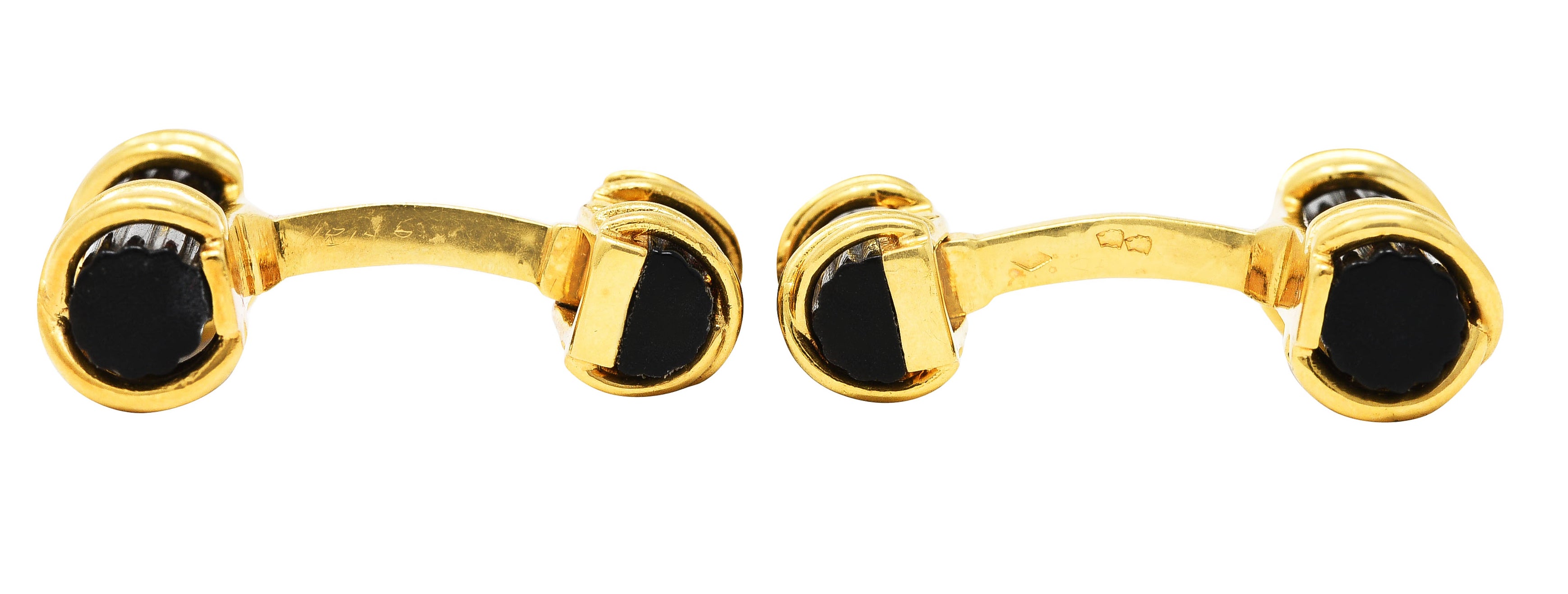 Tiffany & Co. French Carved Horn 18 Karat Yellow Gold Vintage Men's Cufflinks Wilson's Antique & Estate Jewelry