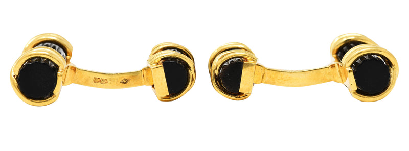 Tiffany & Co. French Carved Horn 18 Karat Yellow Gold Vintage Men's Cufflinks Wilson's Antique & Estate Jewelry