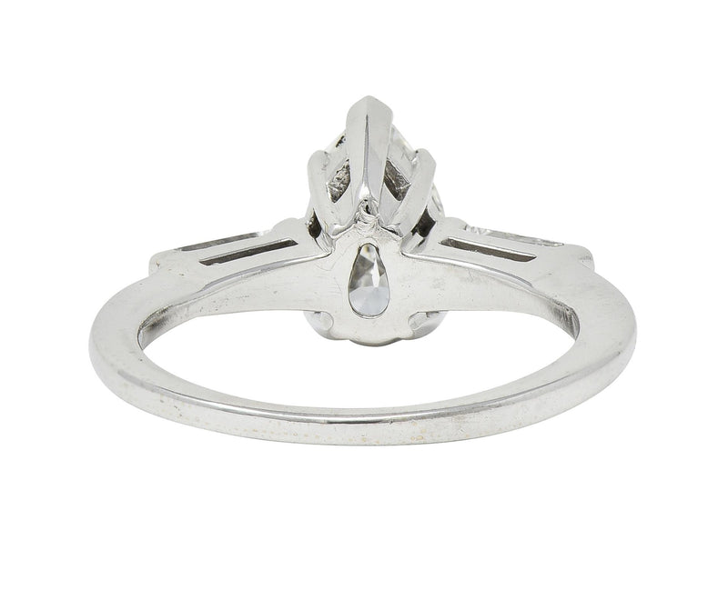 Contemporary 1.46 CTW Pear Diamond 14 Karat White Gold Engagement Ring GIA
