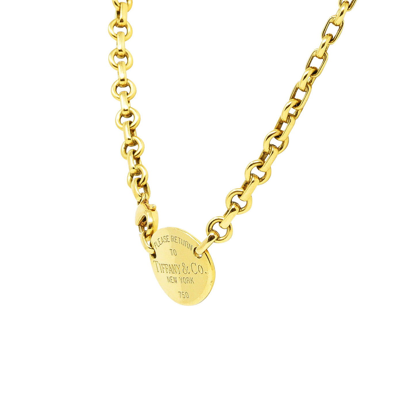 Tiffany & Co. 18 Karat Yellow Gold Return To Tiffany Station Necklace Wilson's Antique & Estate Jewelry