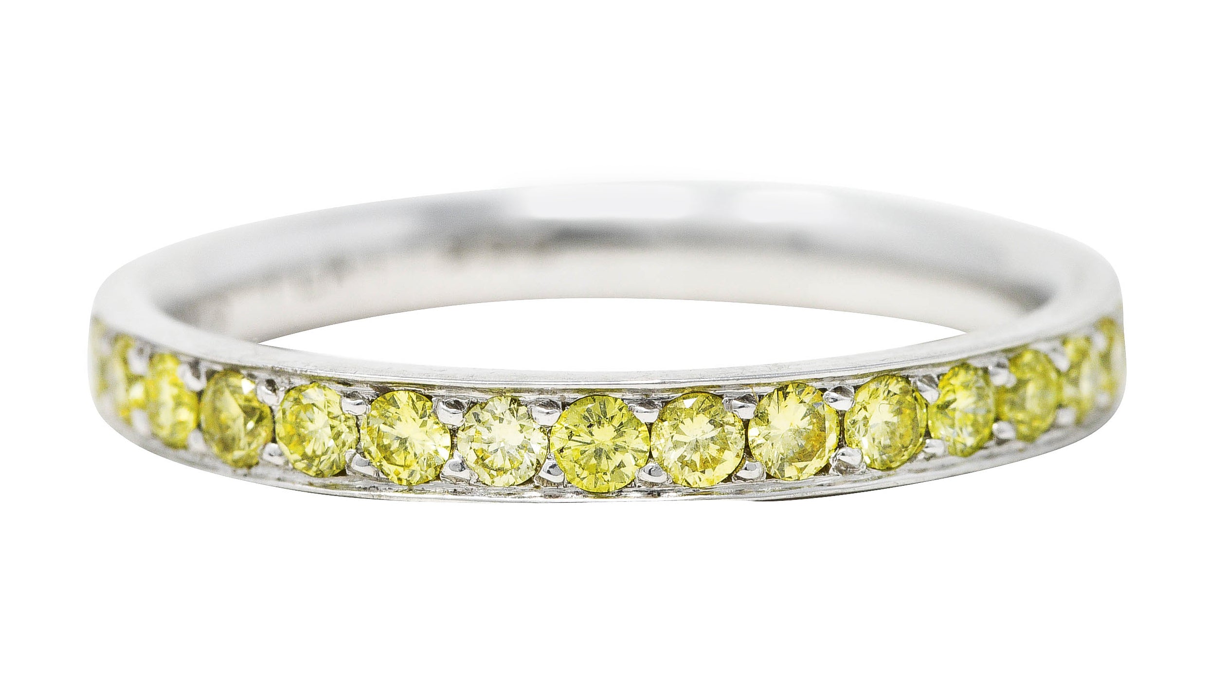 Contemporary 0.85 CTW Yellow Diamond Platinum Band Ring Wilson's Antique & Estate Jewelry