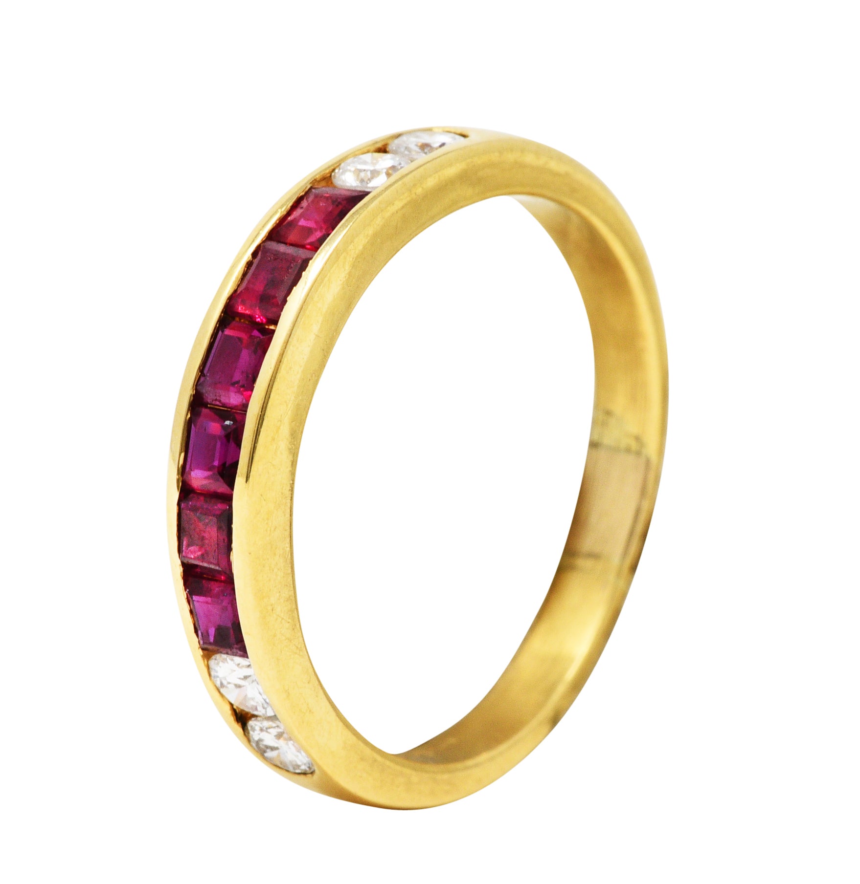 Vintage Ruby Diamond 18 Karat Gold Channel Band RingRing - Wilson's Estate Jewelry