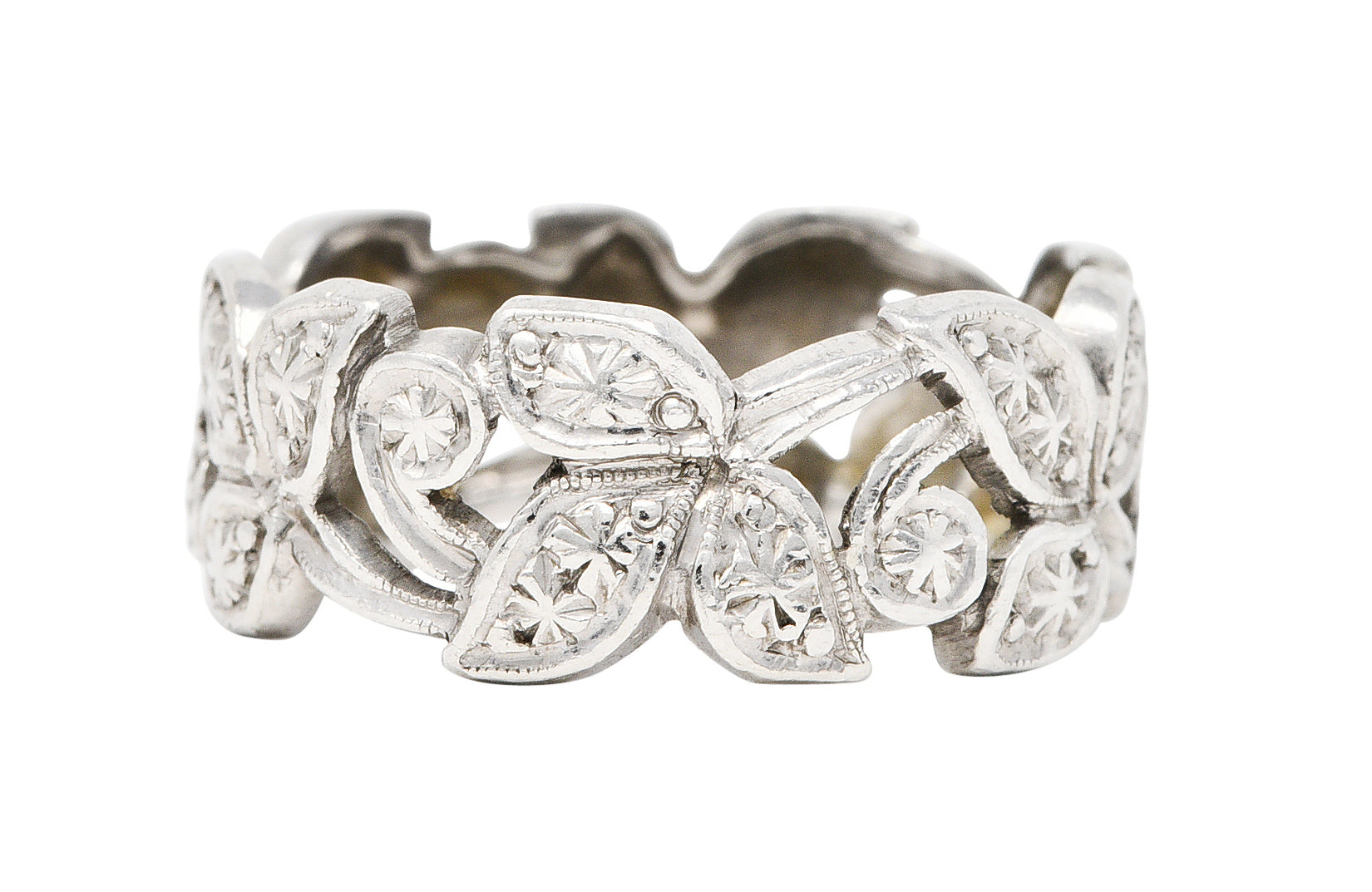 Art Deco Diamond Platinum Ivy Eternity Band RingRing - Wilson's Estate Jewelry