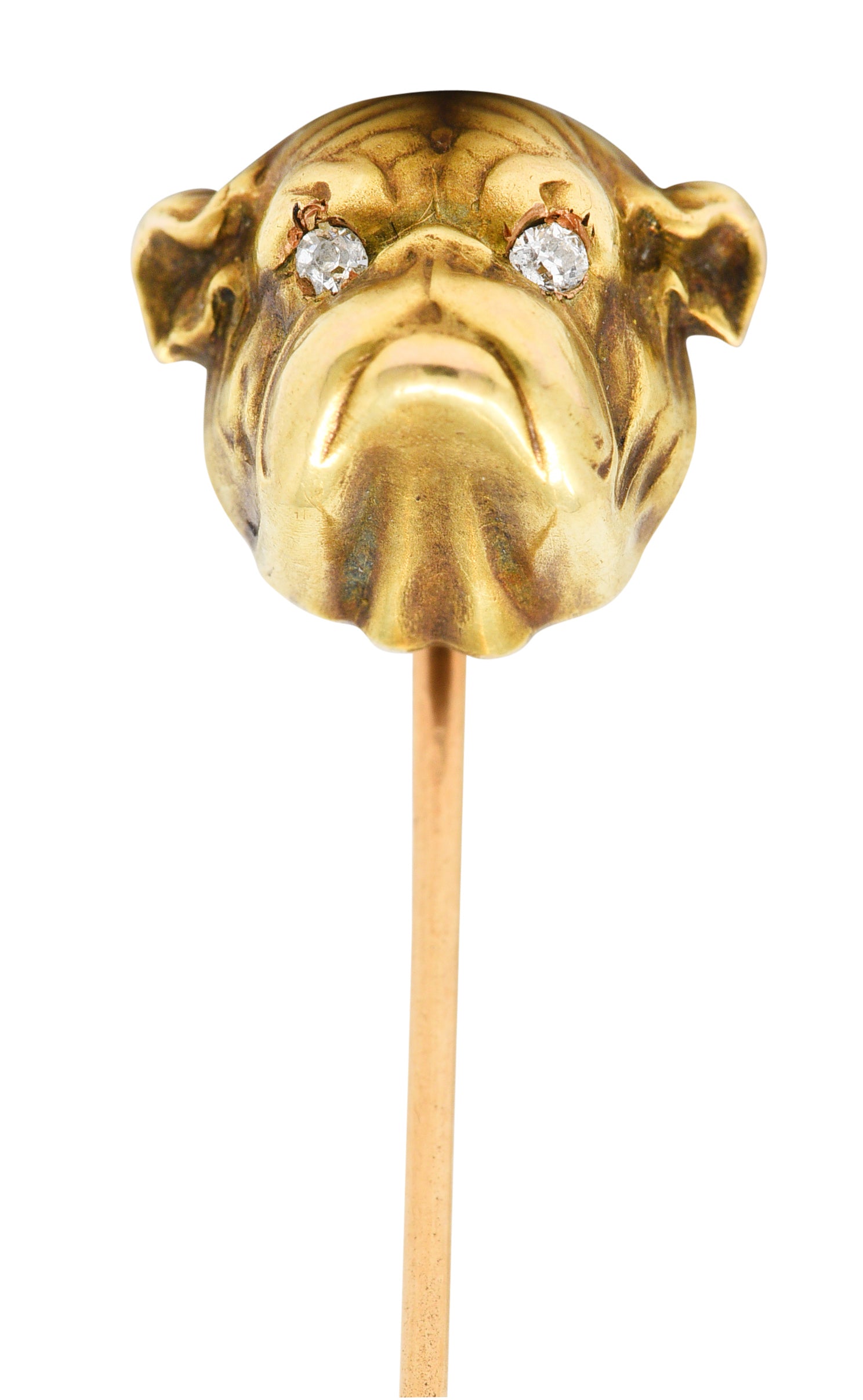 Link & Angell Diamond 14 Karat Gold Bulldog StickpinStick Pin - Wilson's Estate Jewelry