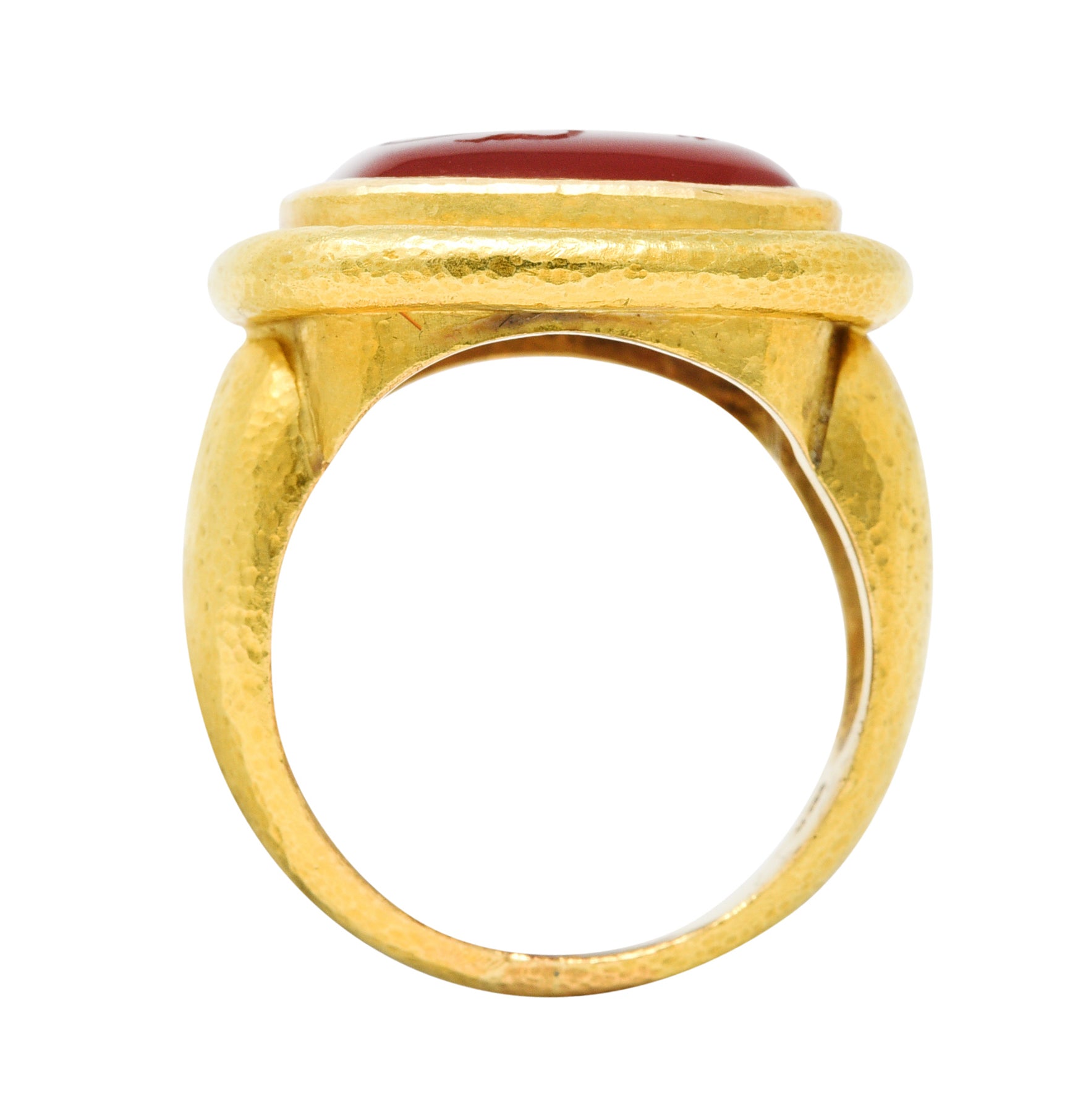 Elizabeth Locke Carnelian Intaglio 18 Karat Gold Lion Signet RingRing - Wilson's Estate Jewelry