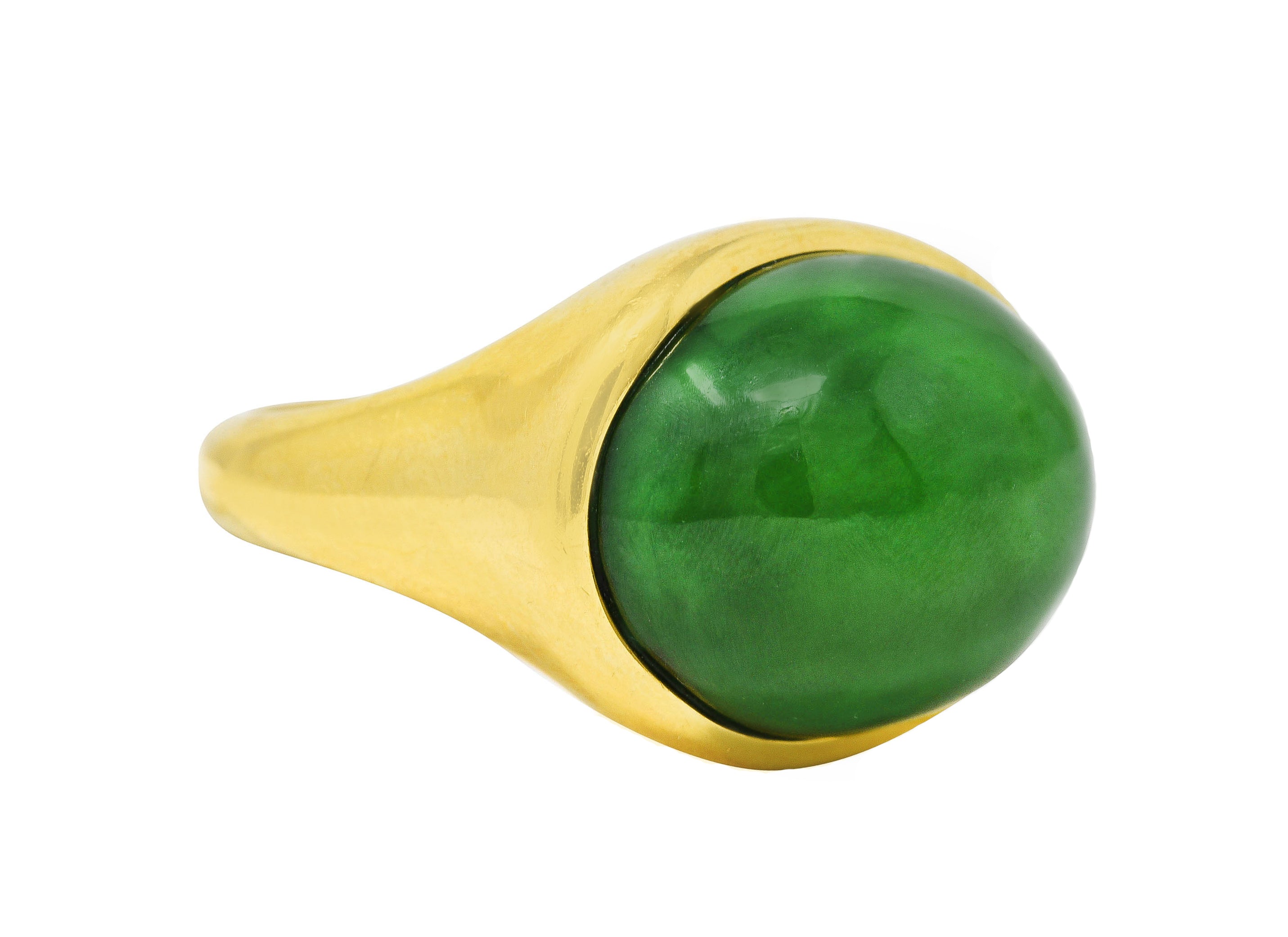 Elsa Peretti Tiffany & Co. Jade 18 Karat Yellow Gold Cabochon Ring Wilson's Estate Jewelry