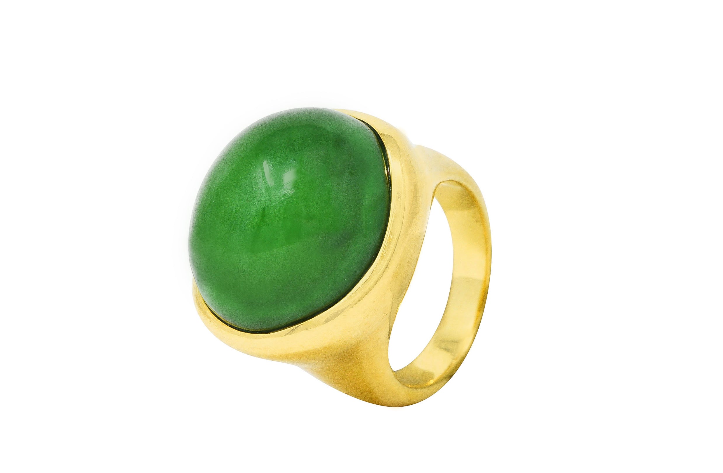 Elsa Peretti Tiffany & Co. Jade 18 Karat Yellow Gold Cabochon Ring Wilson's Estate Jewelry