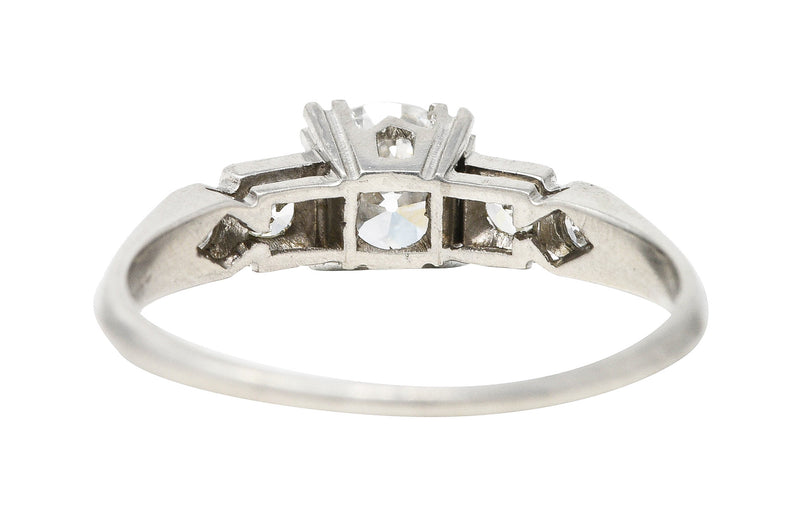 Art Deco 0.84 CTW Old European Diamond Platinum Knife Edge Engagement Ring GIA Wilson's Estate Jewelry