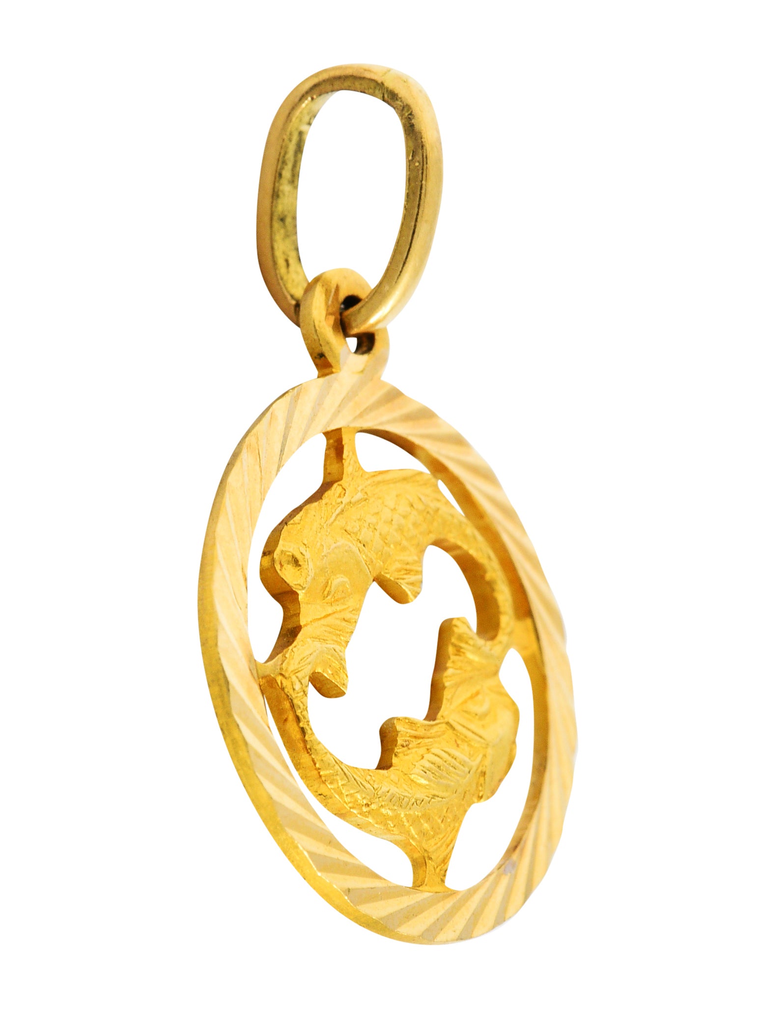 Vintage 18 Karat Gold Pisces Zodiac Charmcharm - Wilson's Estate Jewelry