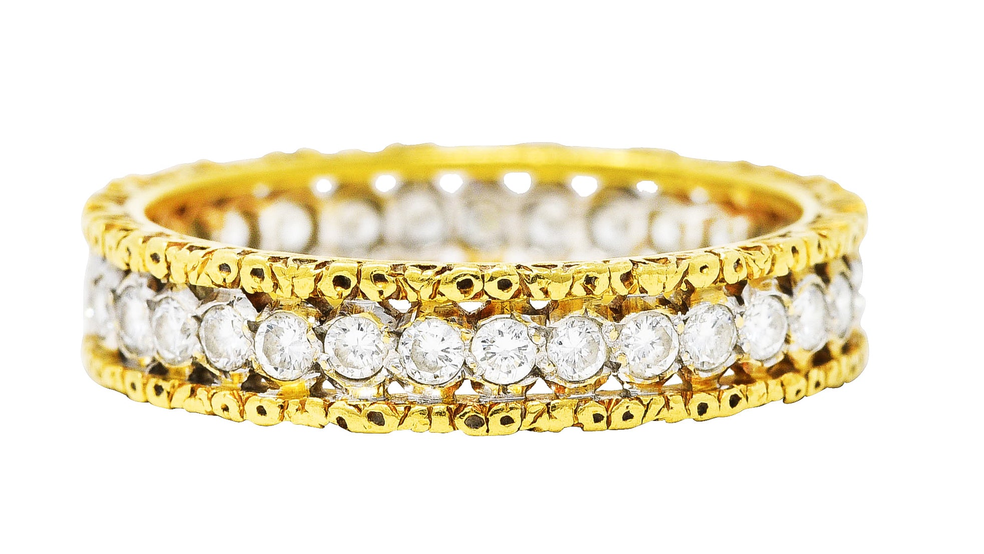 Buccellati Italy 1.00 CTW Diamond 18 Karat Two-Tone Gold Rombi Eternelle Band Ring Wilson's Antique & Estate Jewelry