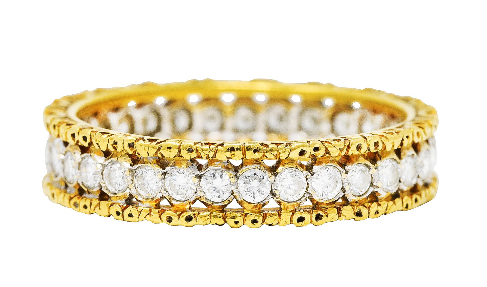 Buccellati Italy 1.00 CTW Diamond 18 Karat Two-Tone Gold Rombi Eternelle Band Ring Wilson's Antique & Estate Jewelry