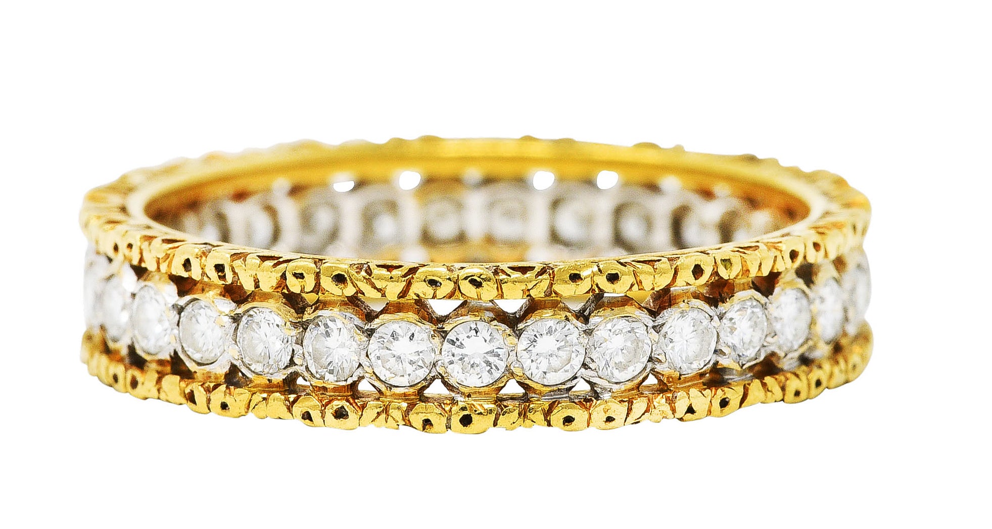 Buccellati Italy 1.00 CTW Diamond 18 Karat Two-Tone Gold Rombi Eternelle Band Ring Wilson's Antique & Estate Jewelry