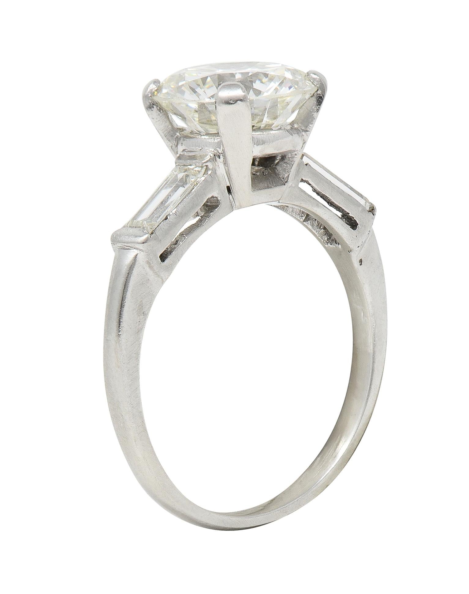 Mid-Century 2.74 CTW Transitional Cut Diamond Platinum Engagement Ring GIA