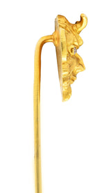1900 Late Victorian Diamond 18 Karat Yellow Gold Devil Stickpin Wilson's Antique & Estate Jewelry