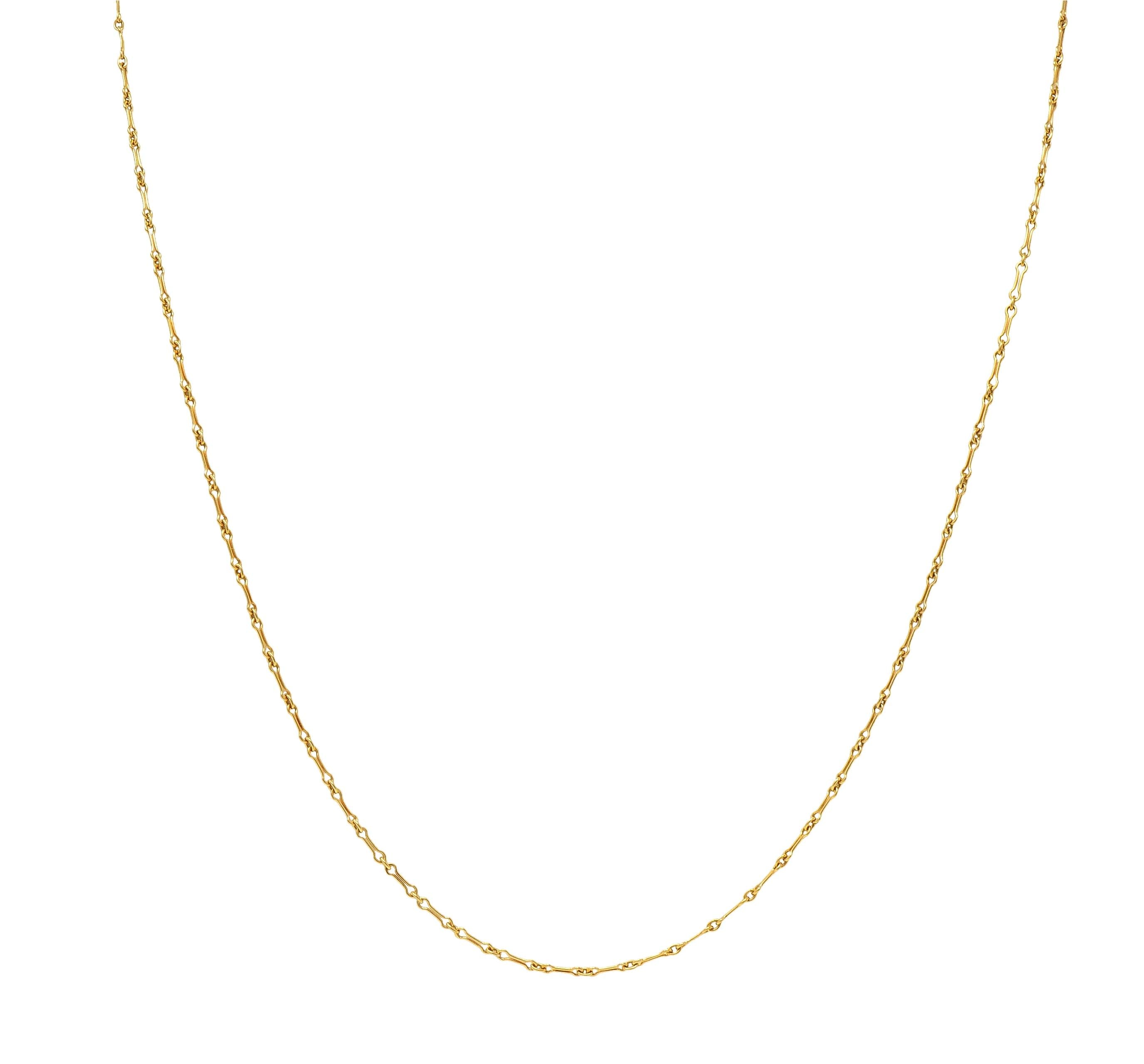 Victorian 10 Karat Yellow Gold Long Bar Link Antique Chain Necklace