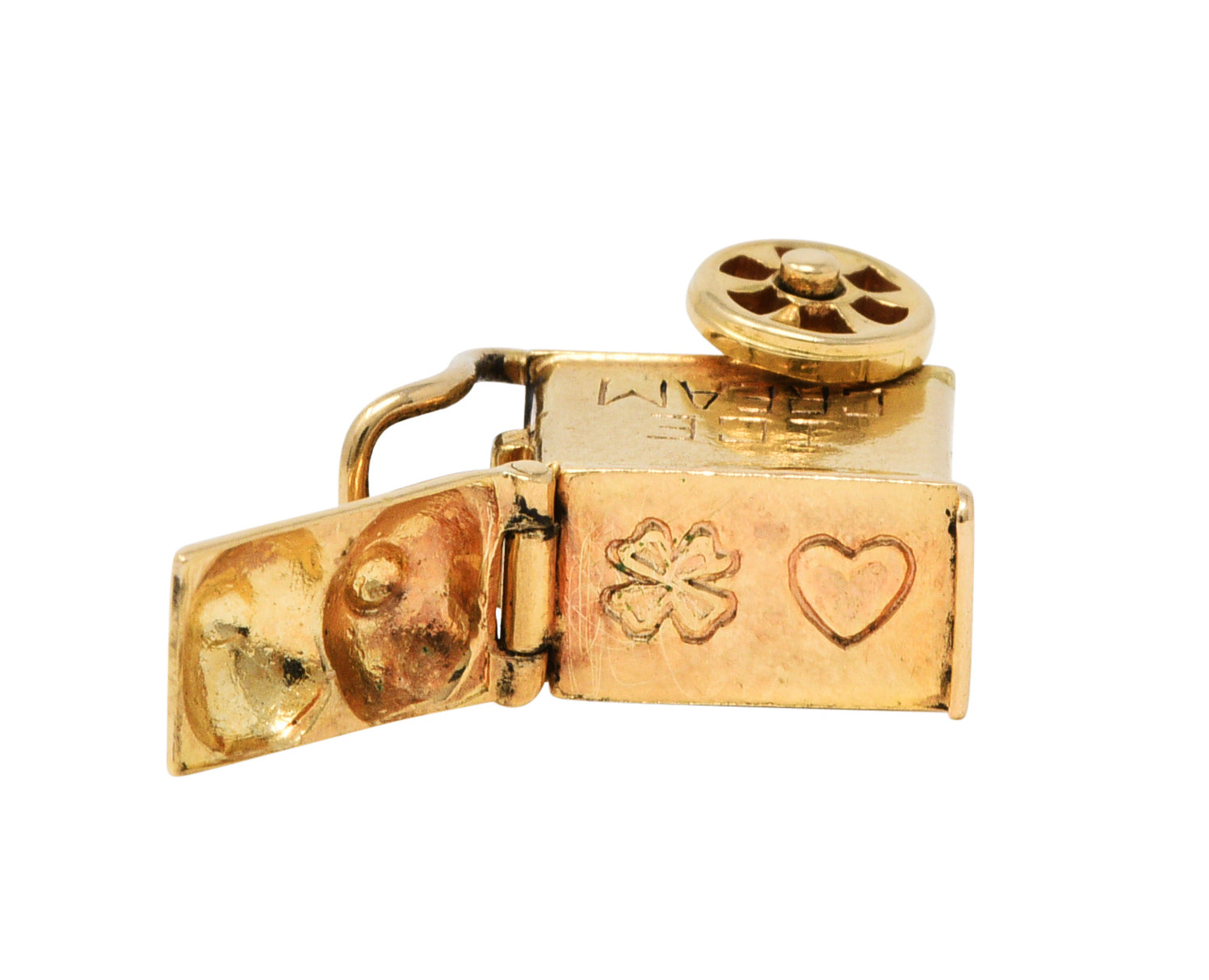 Retro 14 Karat Gold Lucky In Love Ice Cream Cart Charmcharm - Wilson's Estate Jewelry