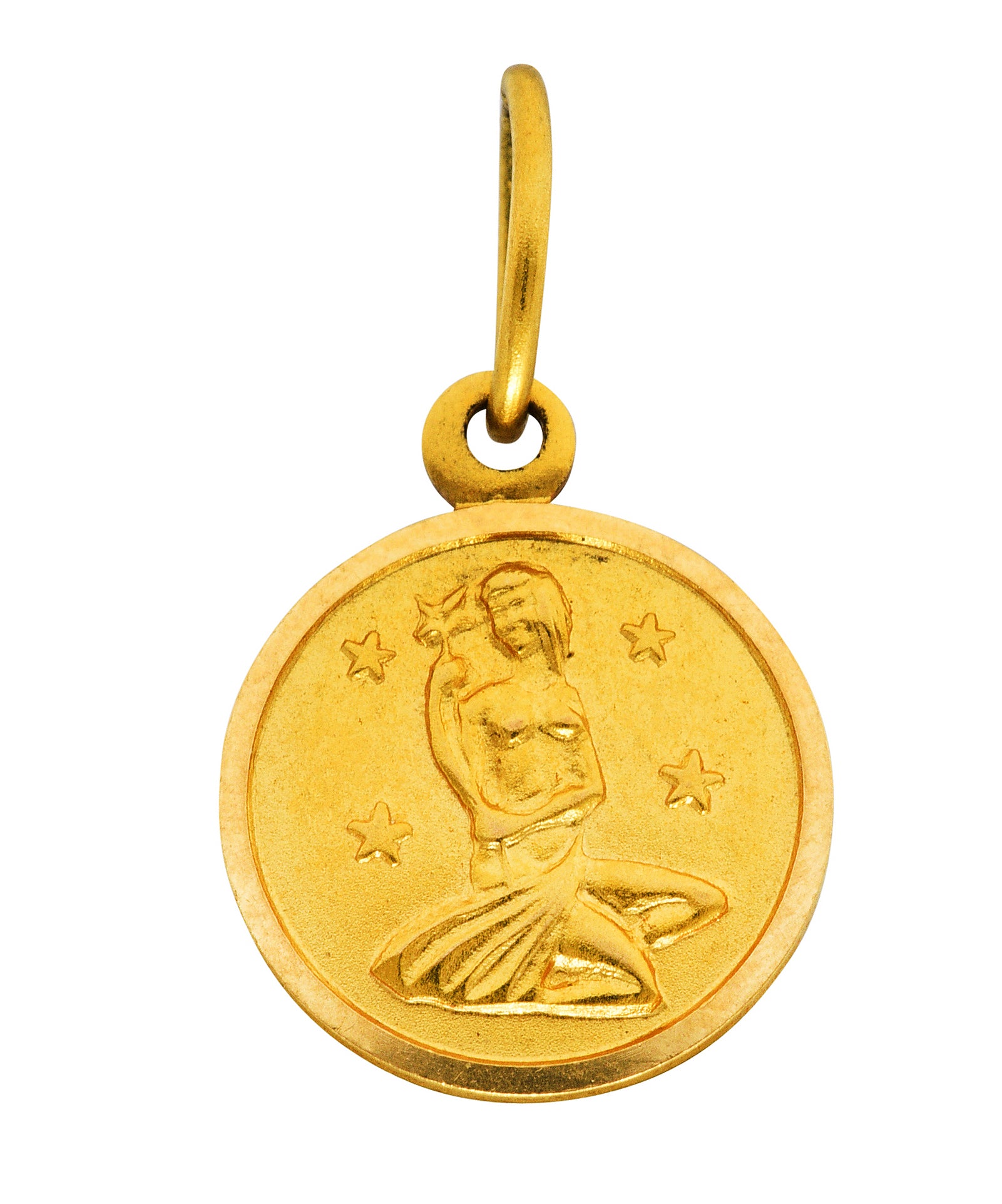 1970's Italian Vintage 18 Karat Yellow Gold Virgo Zodiac Charmcharm - Wilson's Estate Jewelry