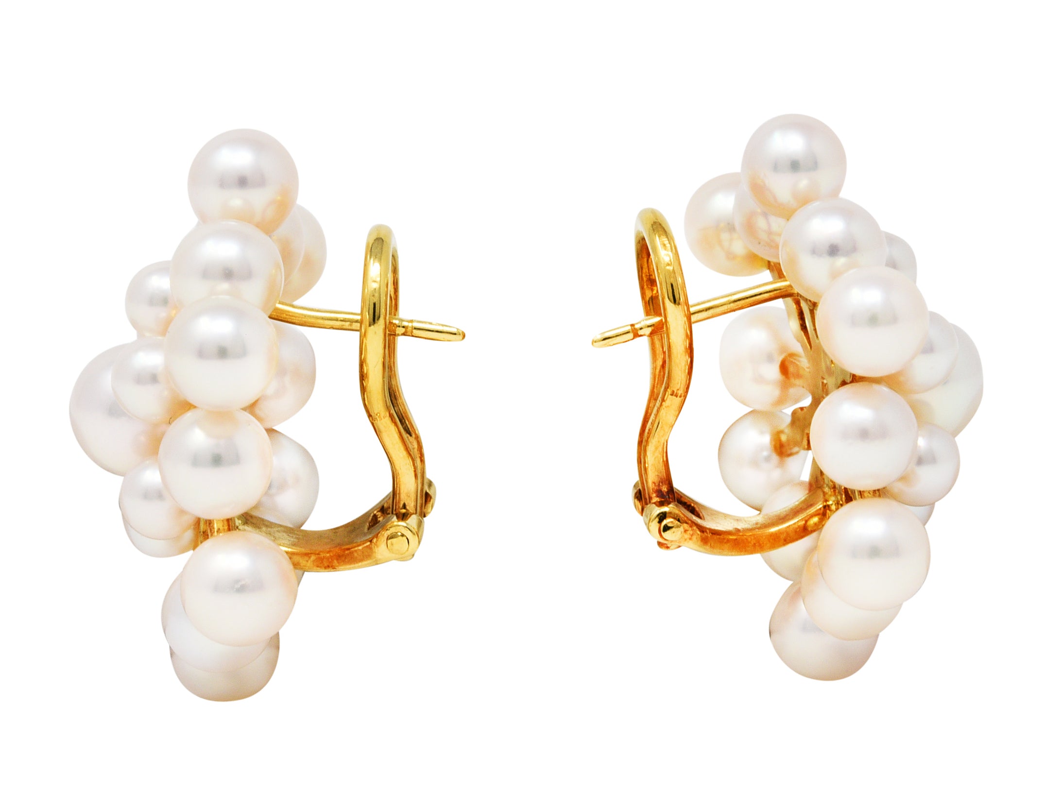 1960's Mikimoto Pearl 18 Karat Gold Burst Cluster EarringsEarrings - Wilson's Estate Jewelry