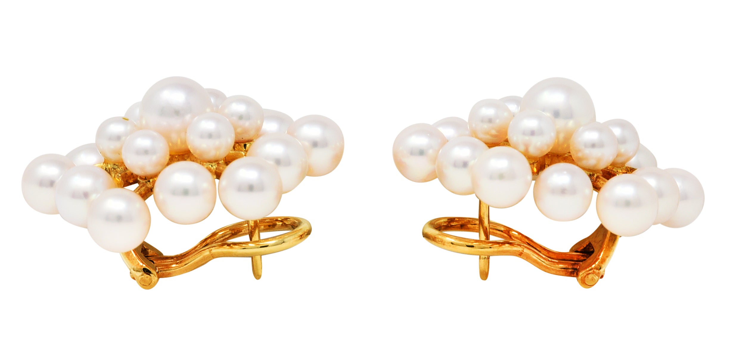 1960's Mikimoto Pearl 18 Karat Gold Burst Cluster EarringsEarrings - Wilson's Estate Jewelry