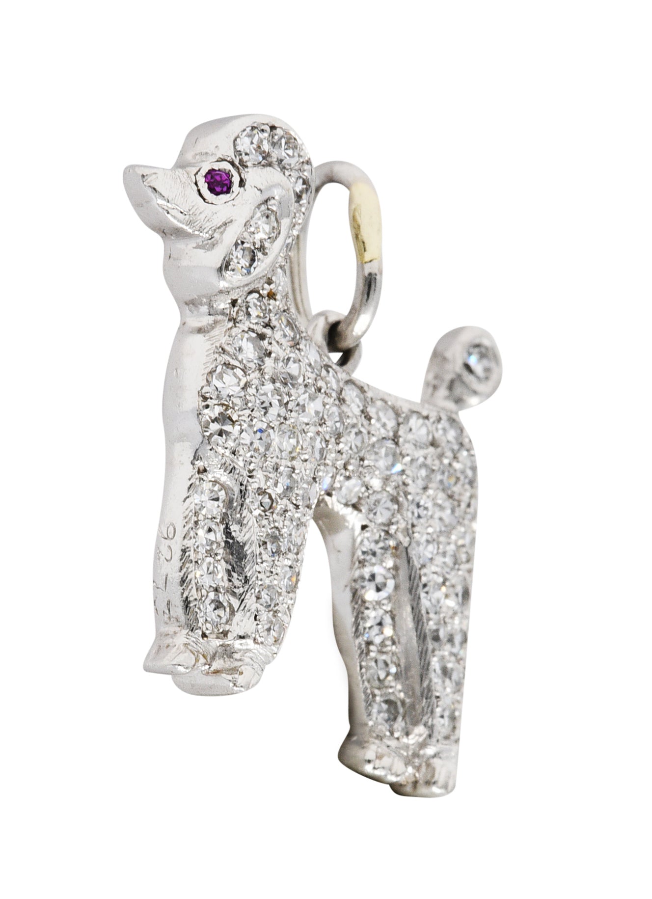 Art Deco 1.00 CTW Pave Diamond Platinum Poodle Charmcharm - Wilson's Estate Jewelry