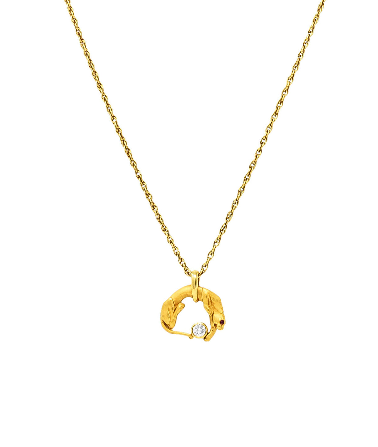 Carrera Y Carrera Diamond 18 Karat Yellow Gold Panther Pendant Necklace Wilson's Antique & Estate Jewelry