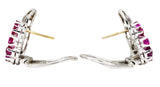 Art Deco 1.70 CTW Diamond Ruby Platinum Ribbon Cluster Earrings Wilson's Estate Jewelry