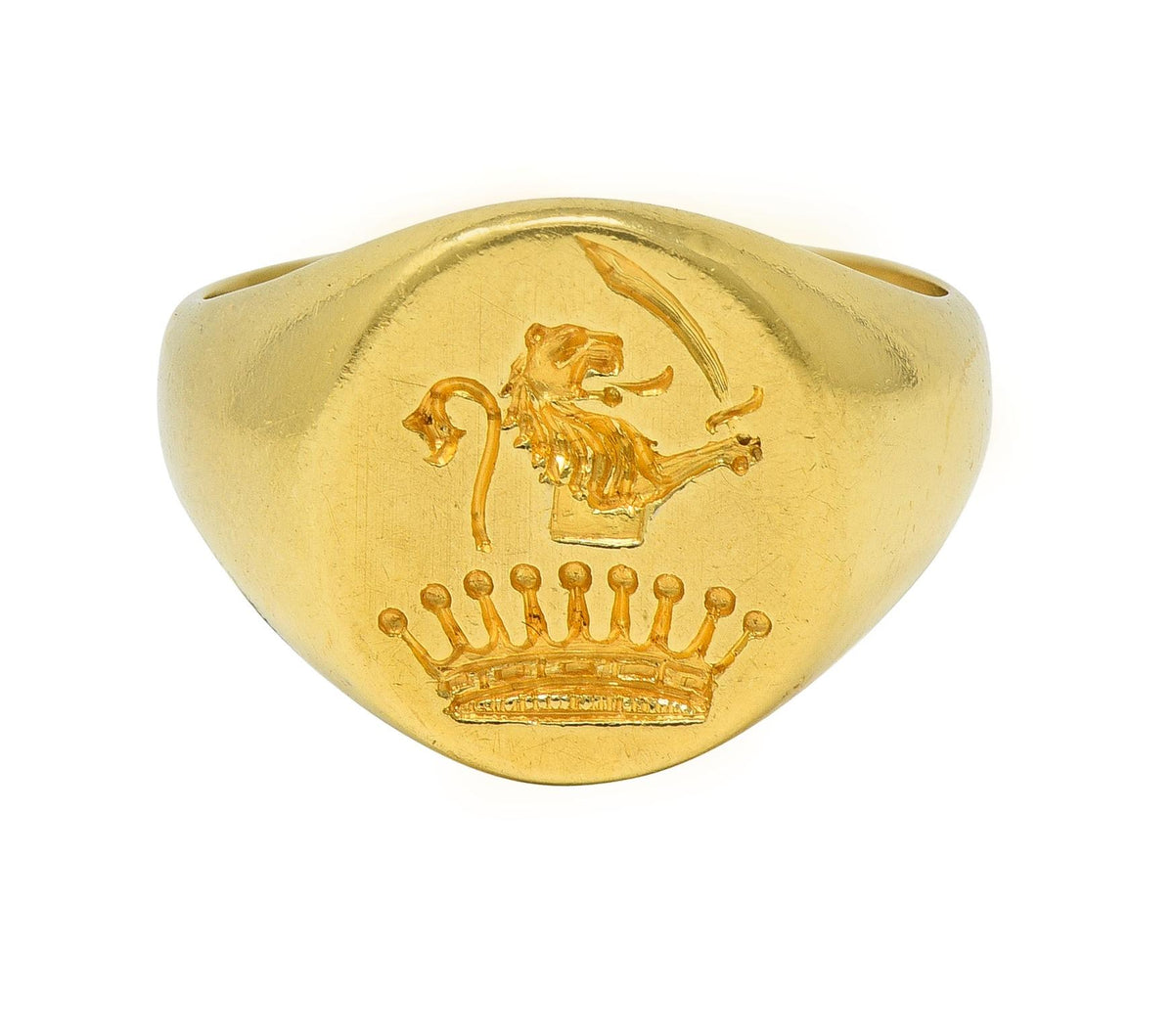 Victorian 18 Karat Yellow Gold Heraldic Lion Intaglio Antique Unisex S