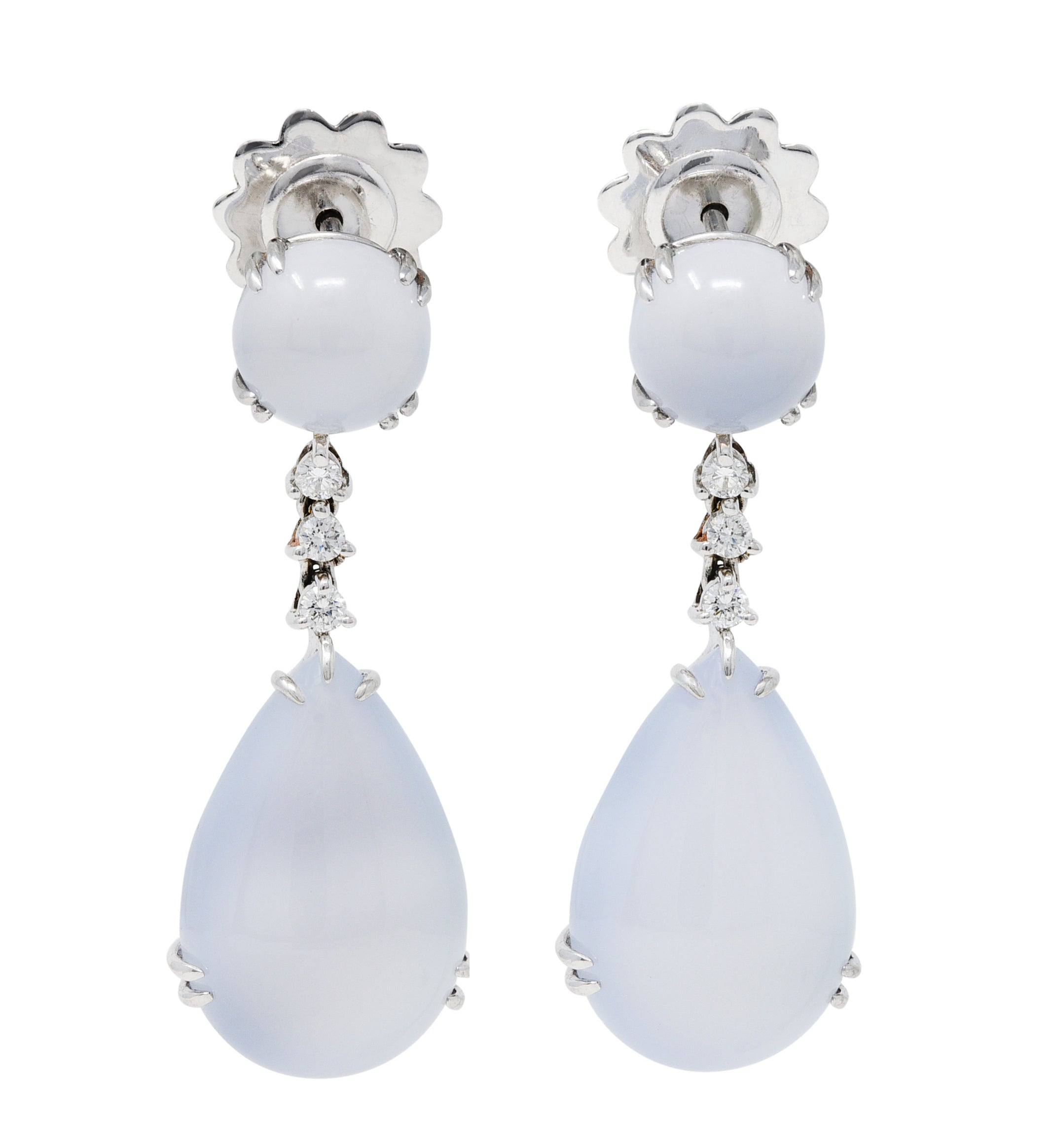 Italian Chalcedony Diamond 18 Karat White Gold Drop EarringsEarrings - Wilson's Estate Jewelry