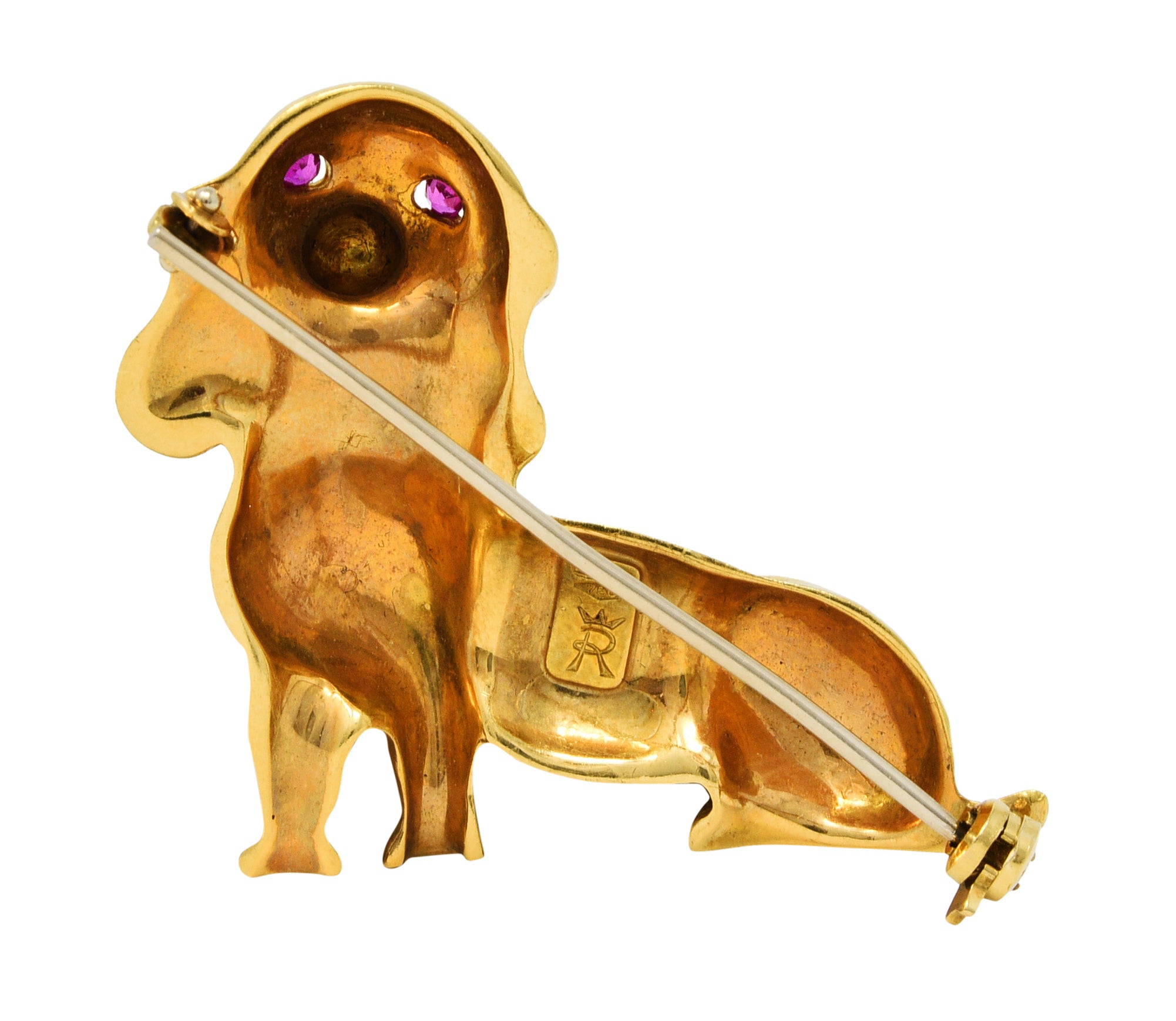 1970's Italian Vintage Ruby Diamond Dachshund Dog BroochBrooch - Wilson's Estate Jewelry