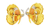 Buccellati 18 Karat Tri-Colored Gold Butterfly Vintage Earrings Wilson's Estate Jewelry