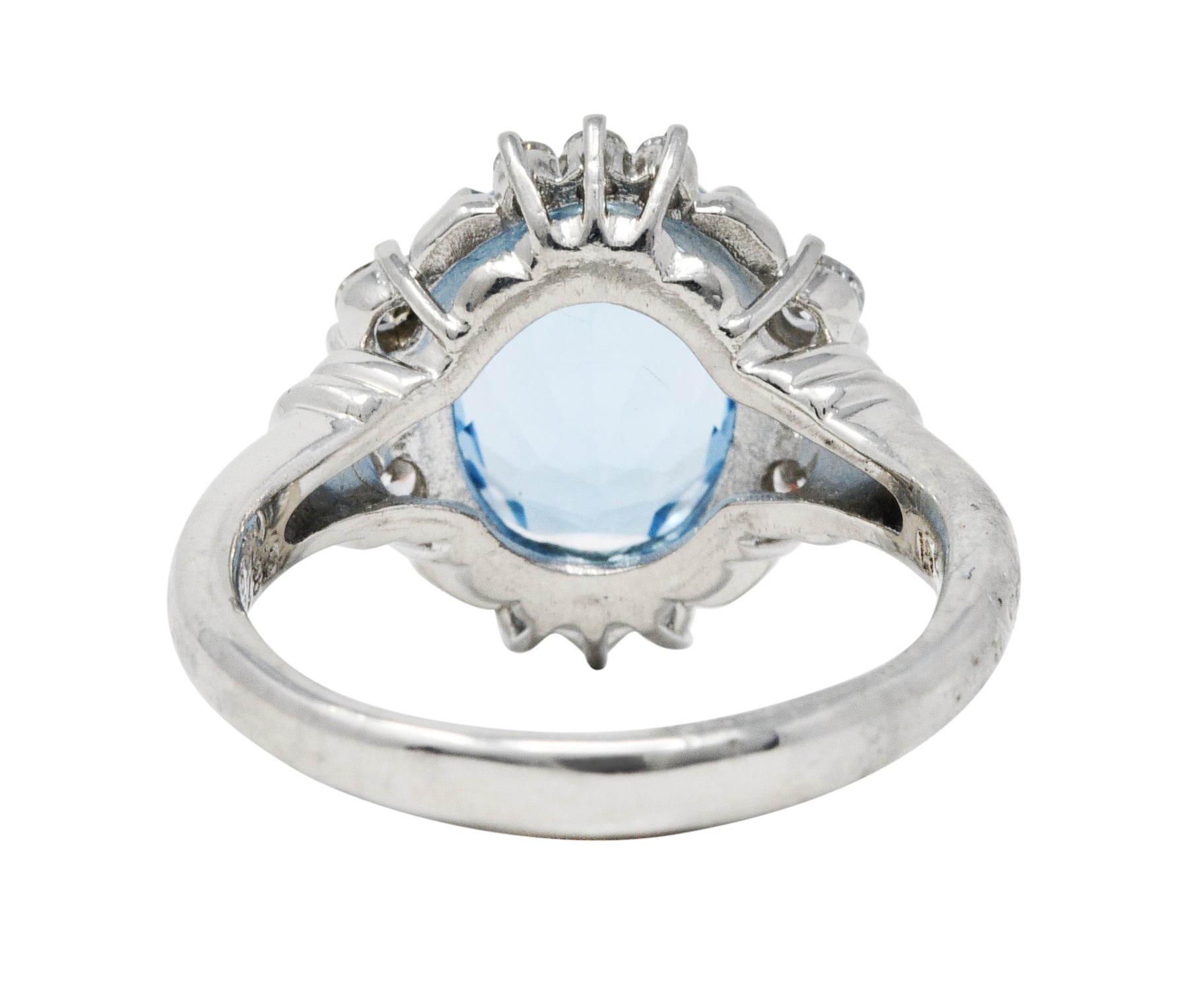 Contemporary 3.70 CTW Aquamarine Diamond Platinum Cluster RingRing - Wilson's Estate Jewelry