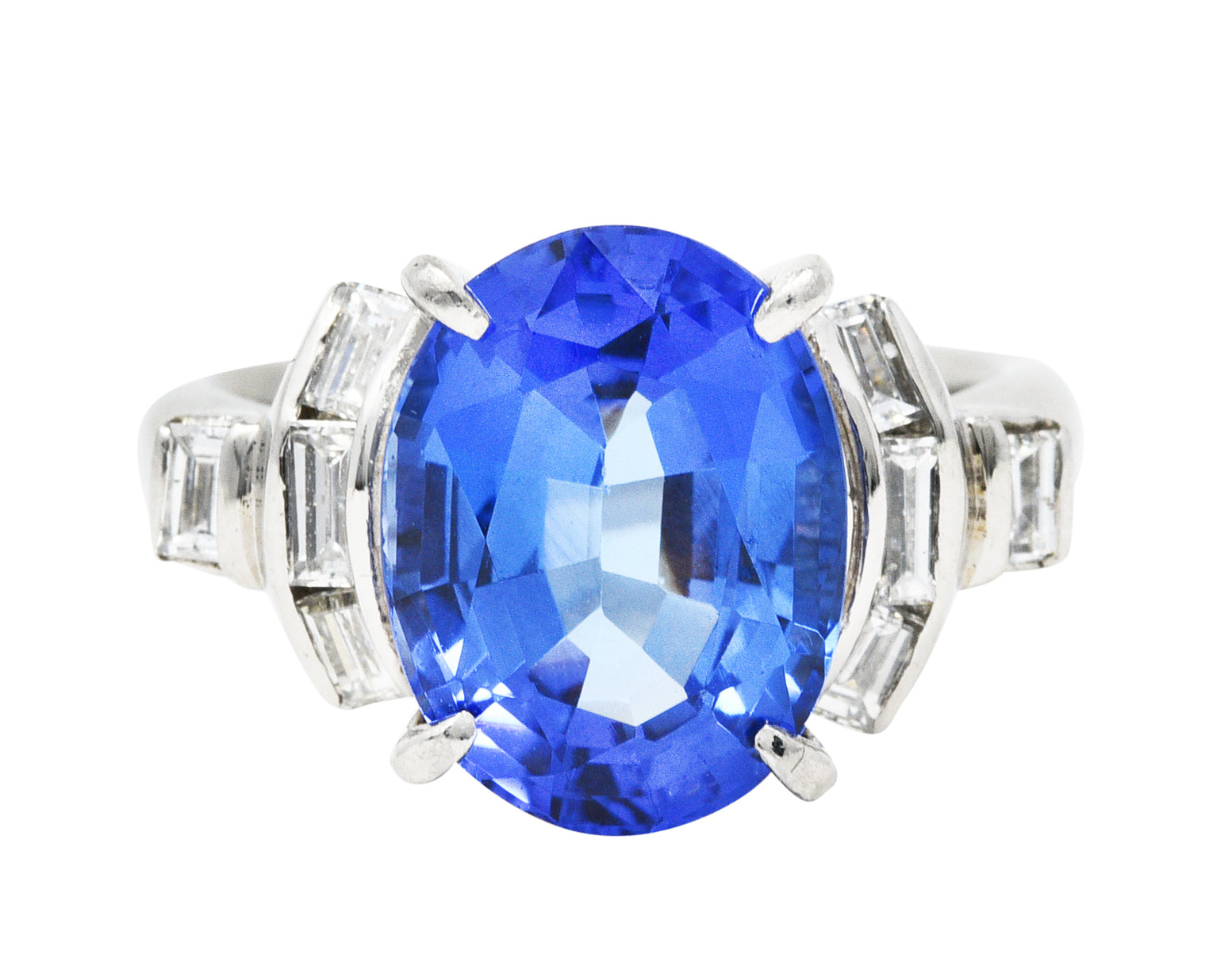 Contemporary 5.89 CTW Tanzanite Diamond Platinum Gemstone RingRing - Wilson's Estate Jewelry