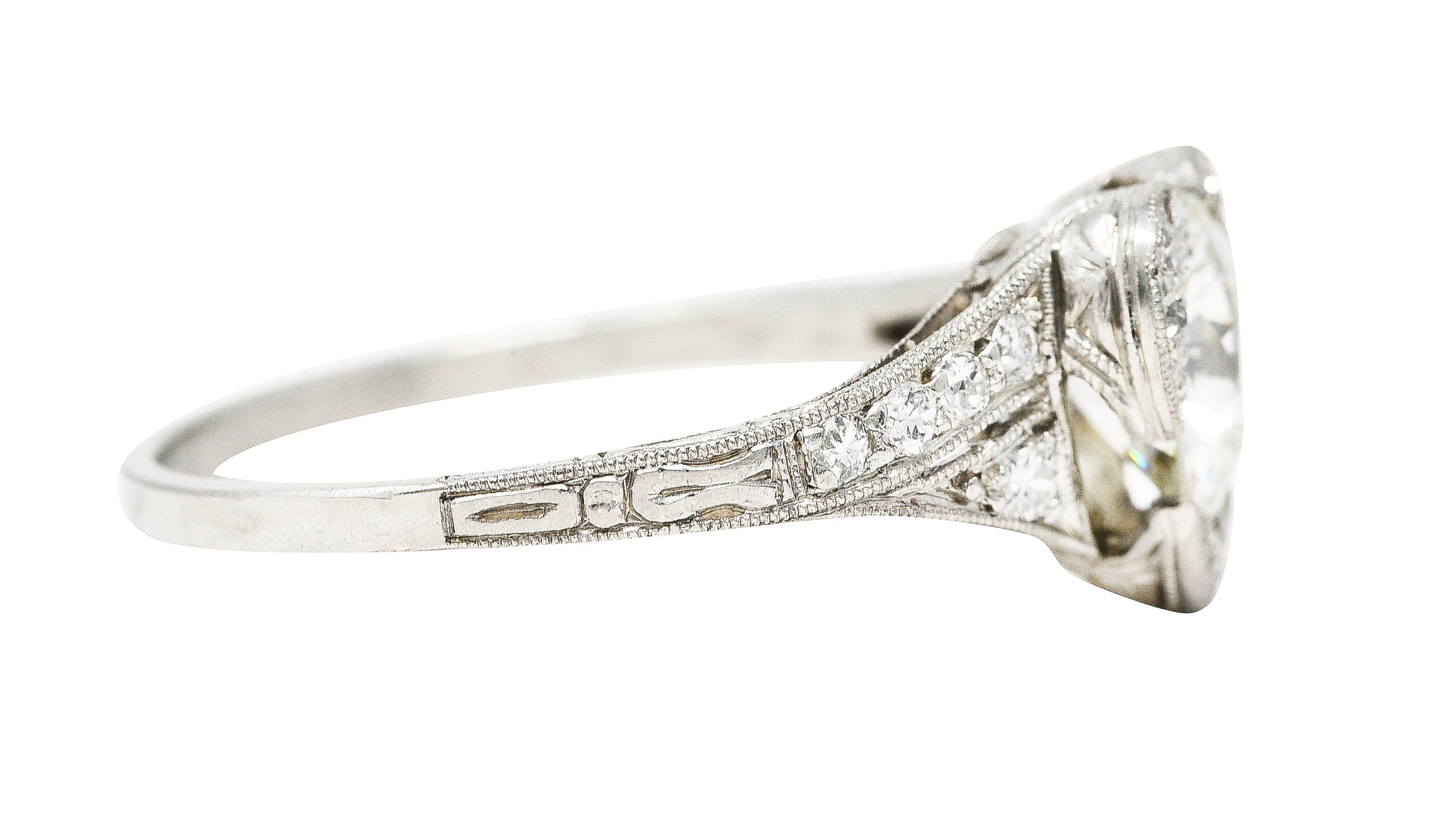 Art Deco 1.15 CTW Old European Diamond Platinum Heart Engagement Ring Wilson's Estate Jewelry