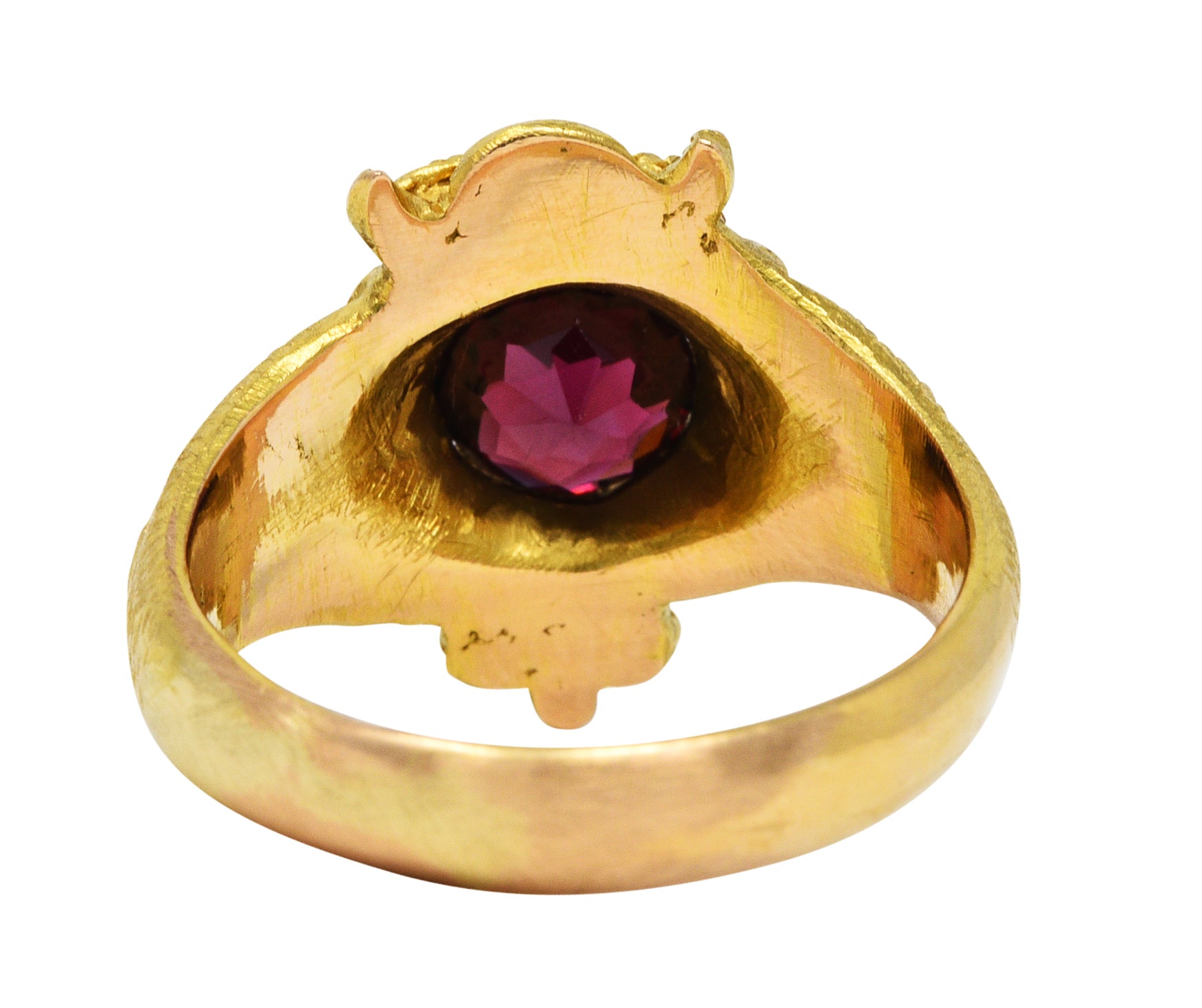 Vintage Garnet Diamond 18 Karat Gold Unisex Gargoyle RingRing - Wilson's Estate Jewelry