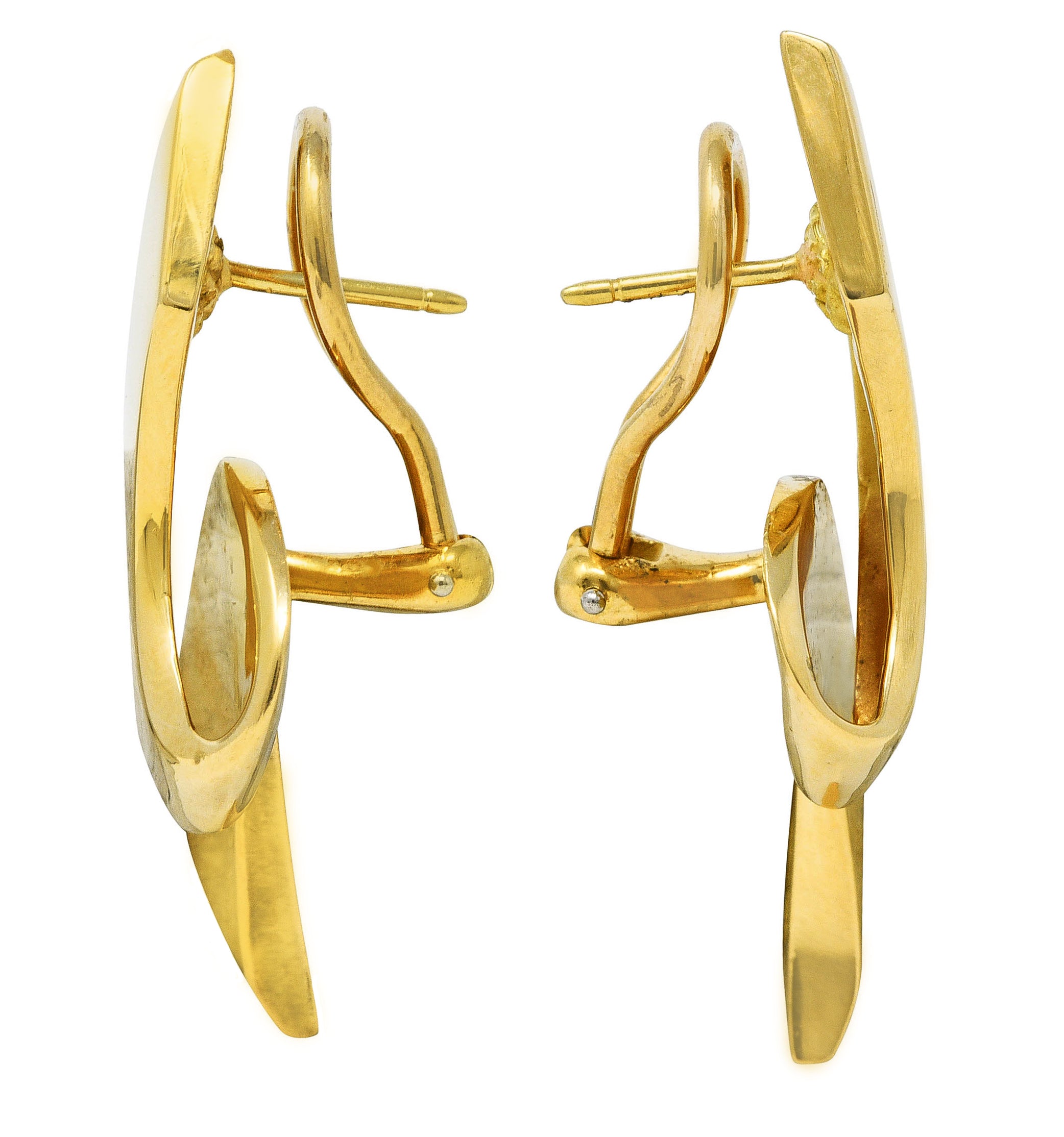 Vintage Paloma Picasso Tiffany & Co. 18 Karat Yellow Gold Ribbon Earrings Wilson's Estate Jewelry