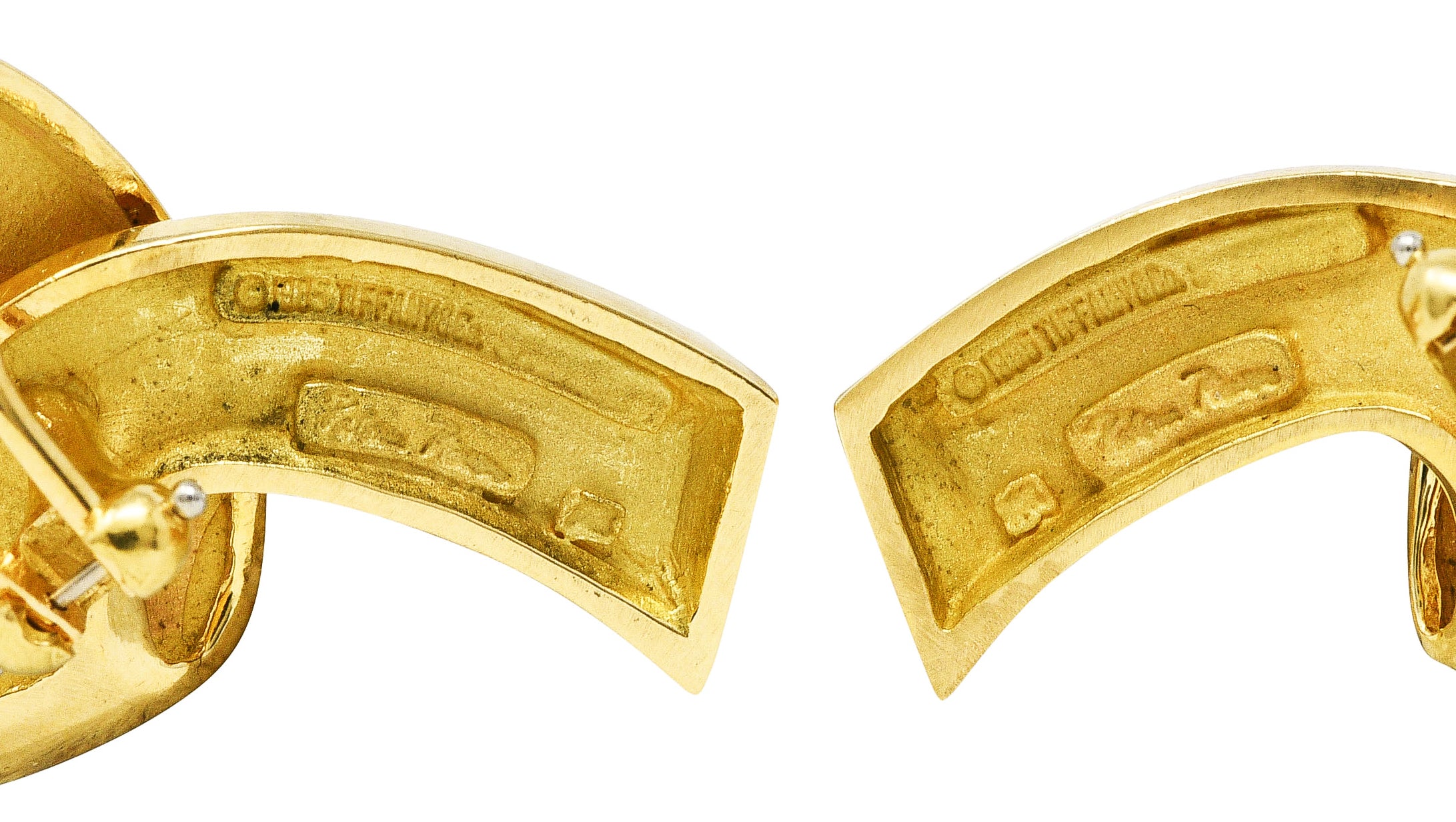 Vintage Paloma Picasso Tiffany & Co. 18 Karat Yellow Gold Ribbon Earrings Wilson's Estate Jewelry