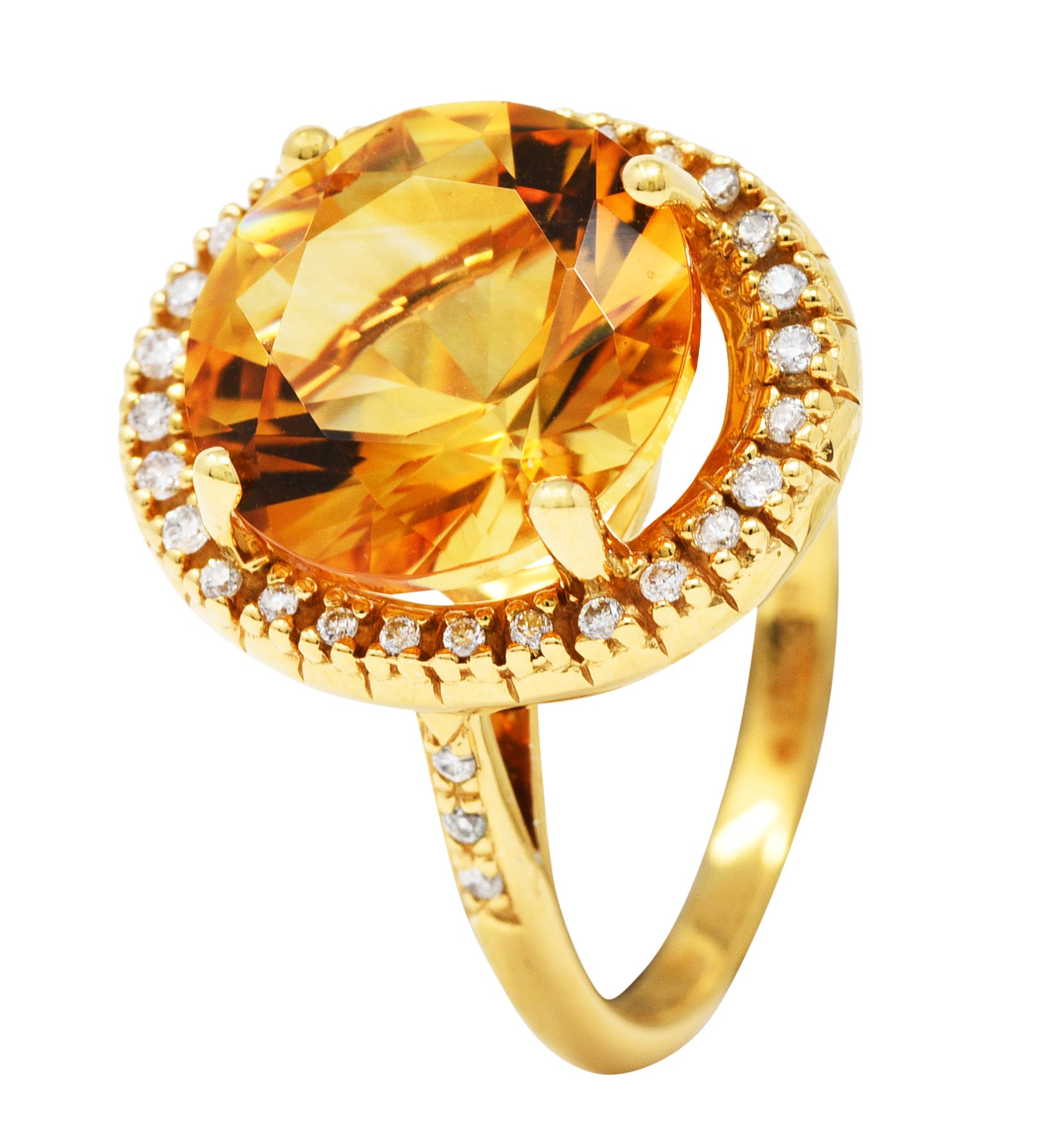 Mauboussin Citrine Diamond 18 Karat Gold Halo RingRing - Wilson's Estate Jewelry