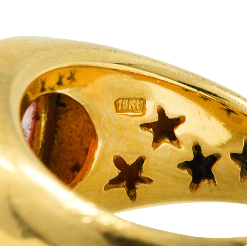 H. Stern Italian Rutilated Quartz Diamond 18 Karat Yellow Gold Gemstone Ring Wilson's Estate Jewelry