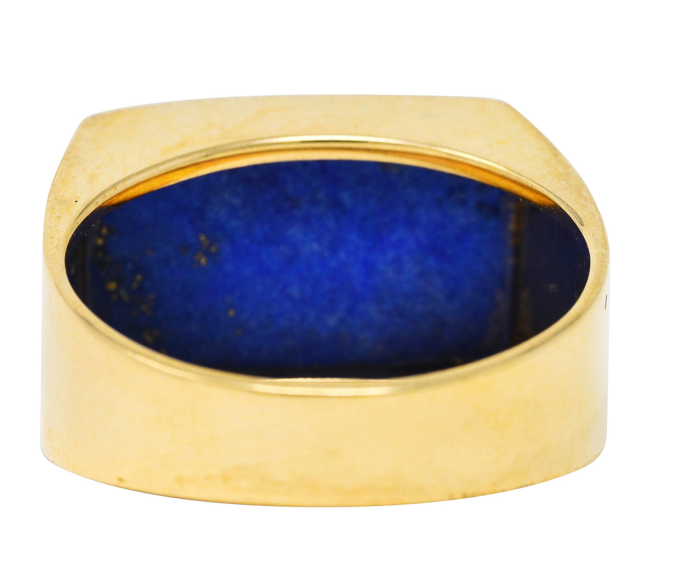 Retro Lapis Lazuli 14 Karat Yellow Gold Unisex Signet Ring Wilson's Estate Jewelry