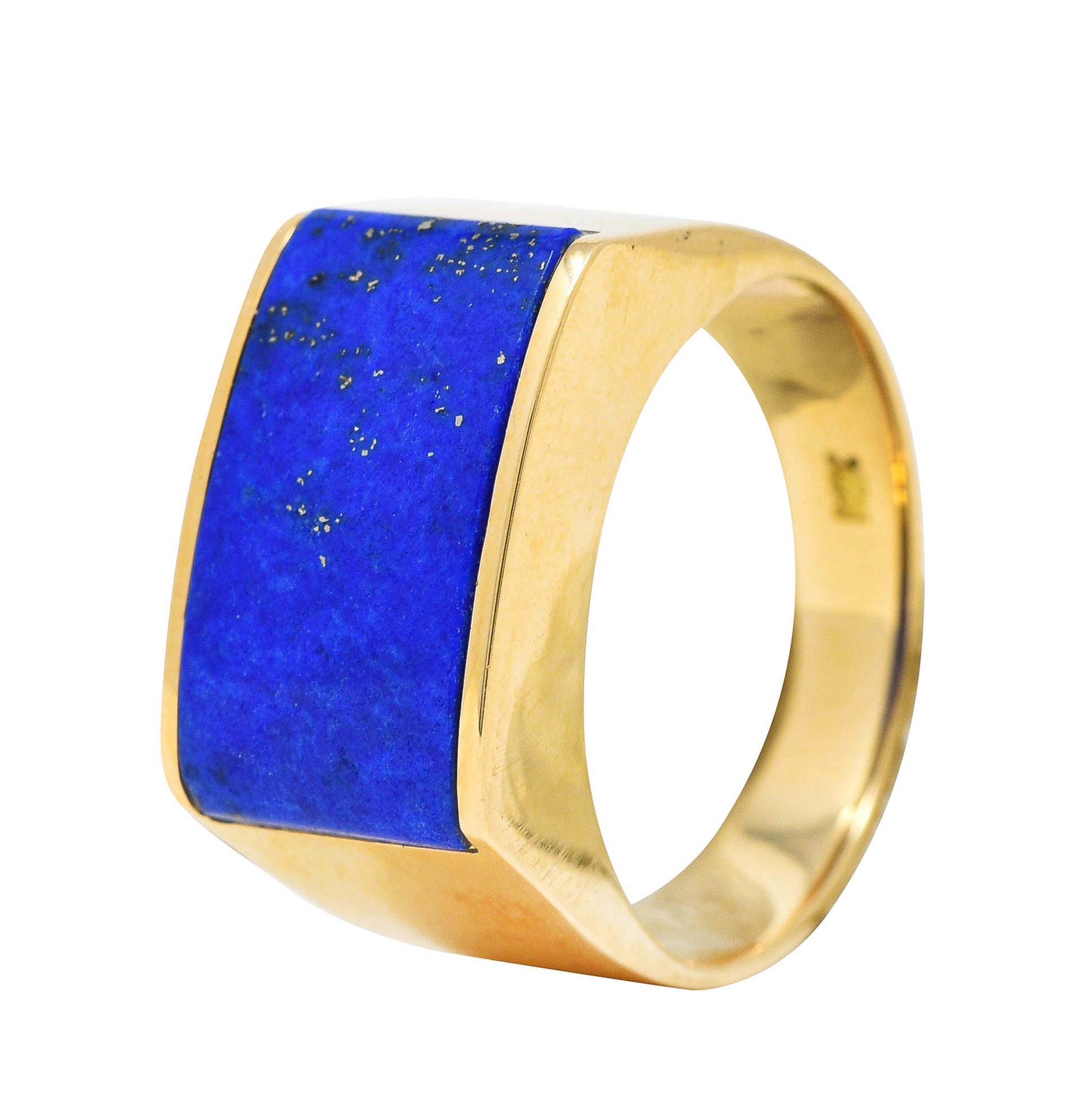 Retro Lapis Lazuli 14 Karat Yellow Gold Unisex Signet Ring Wilson's Estate Jewelry