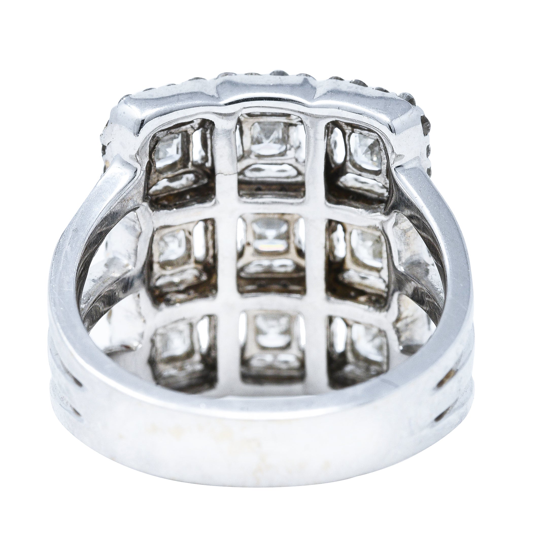 1.58 CTW Diamond 18 Karat White Gold Gridlock Statement Ring Wilson's Estate Jewelry